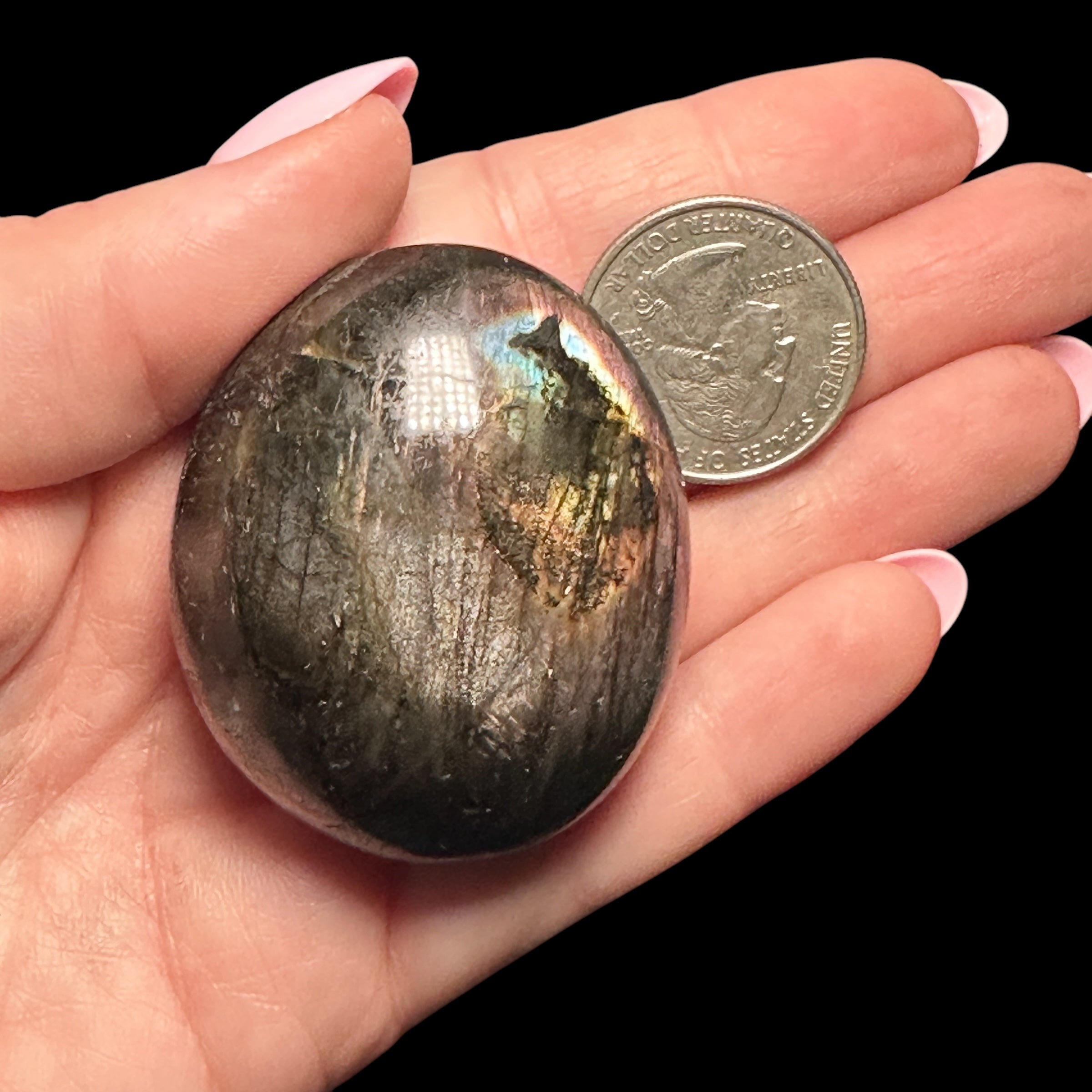 Labradorite Palm Stone for Intuition, Protection, & Transformation | Stock B