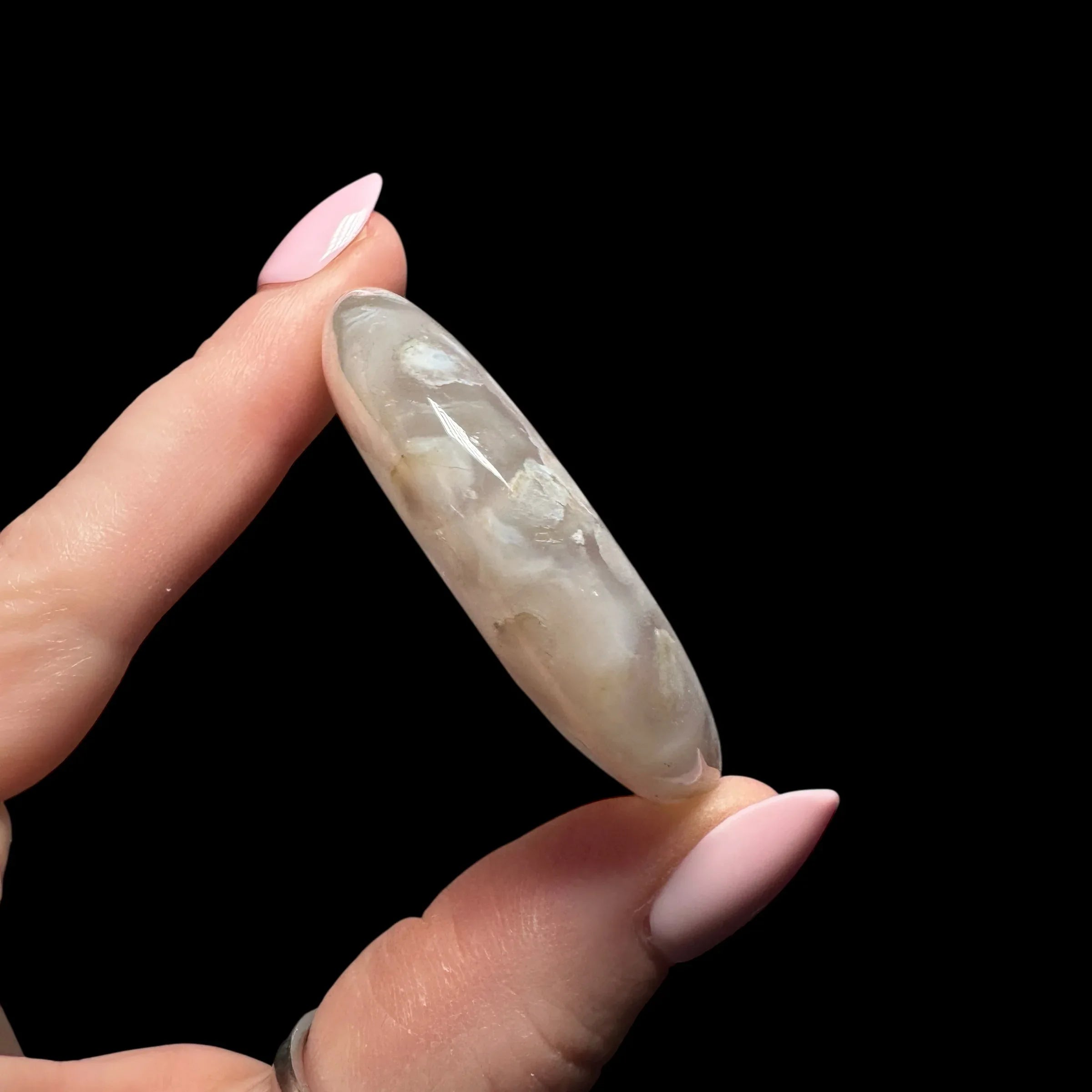 Flower Agate Crescent Moon - Mooncat Crystals