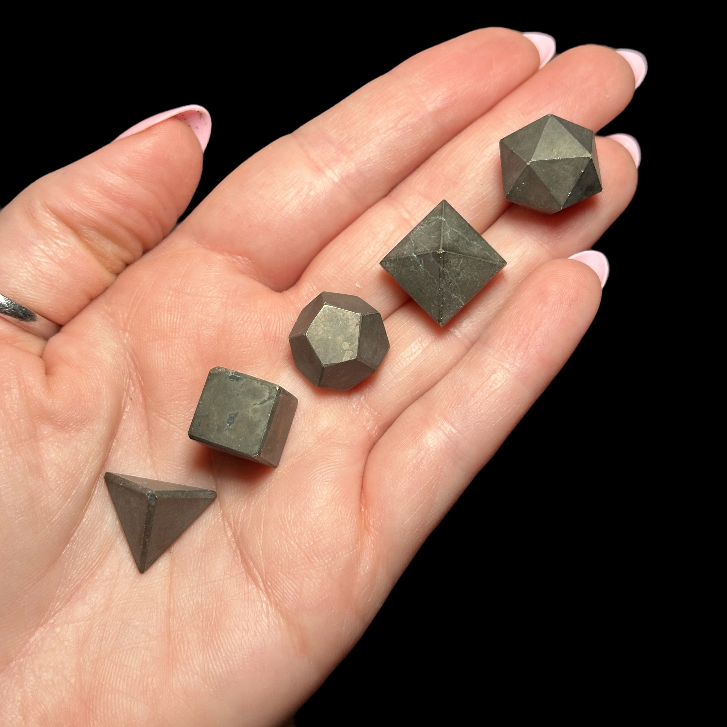 Pyrite Platonic Solids Set