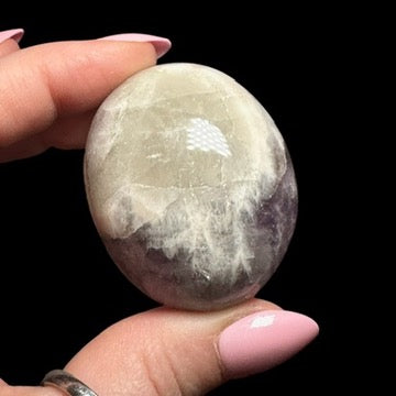 Amethyst & Smoky Quartz Palm Stone | Stock A