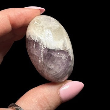 Amethyst & Smoky Quartz Palm Stone | Stock A