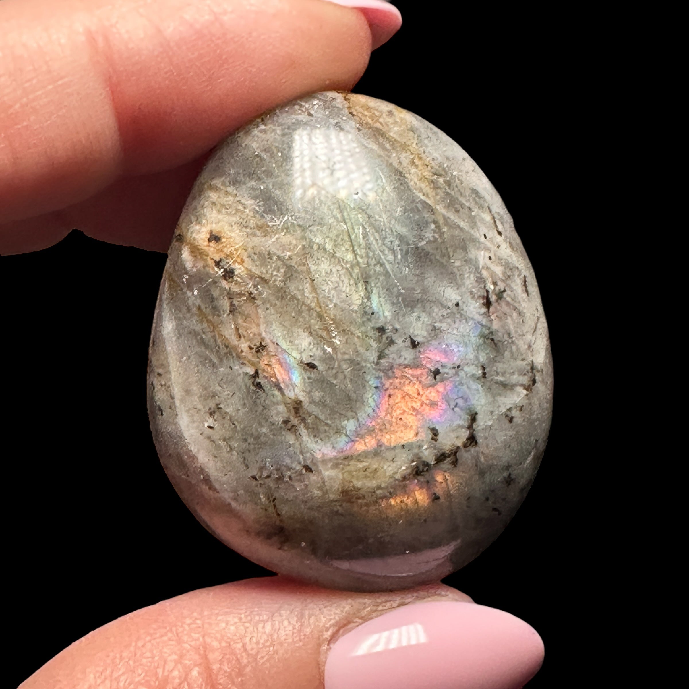 Sunset Labradorite Palm Stone for Intuition, Transformation, & Inner Strength