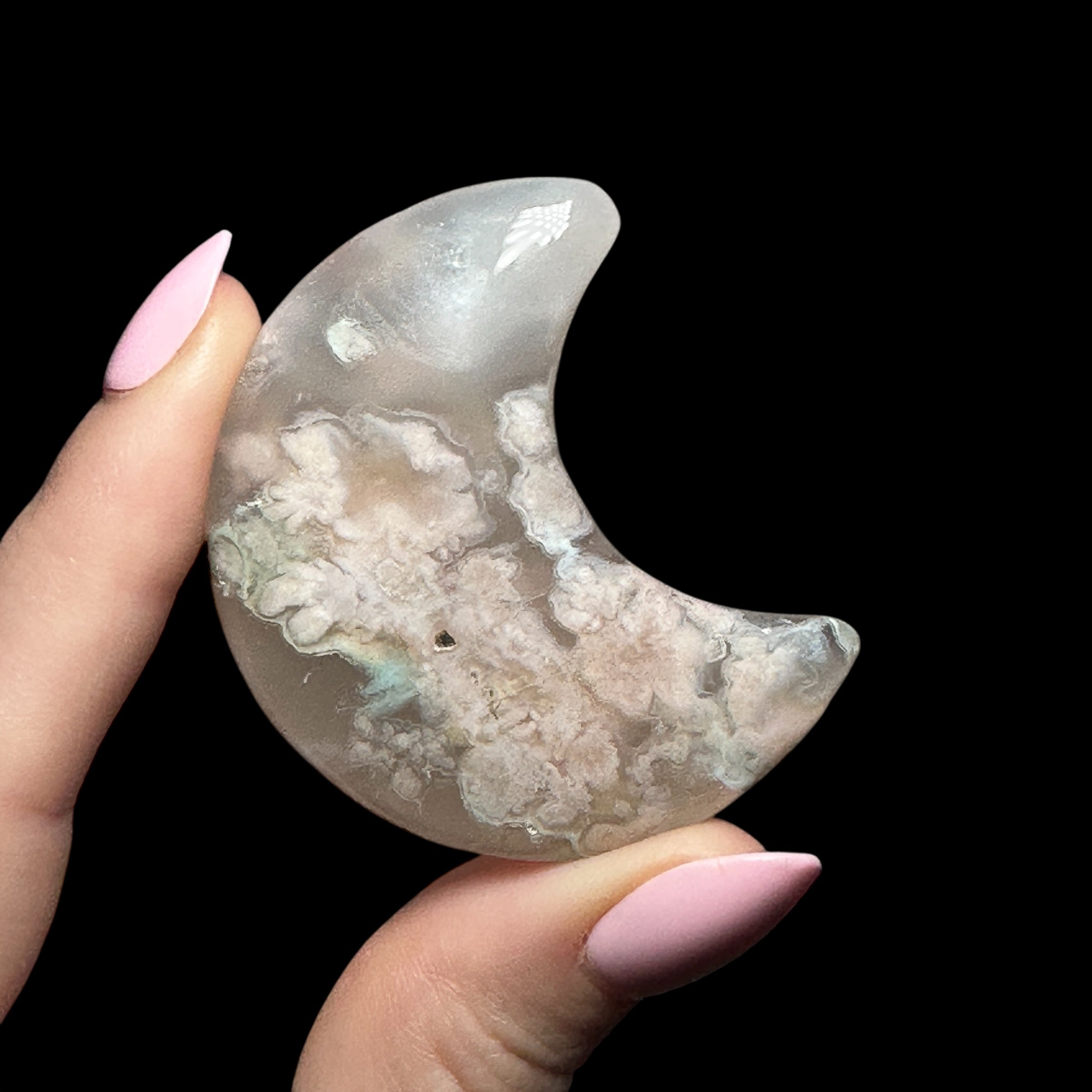 Flower Agate Crescent Moon | Stock B