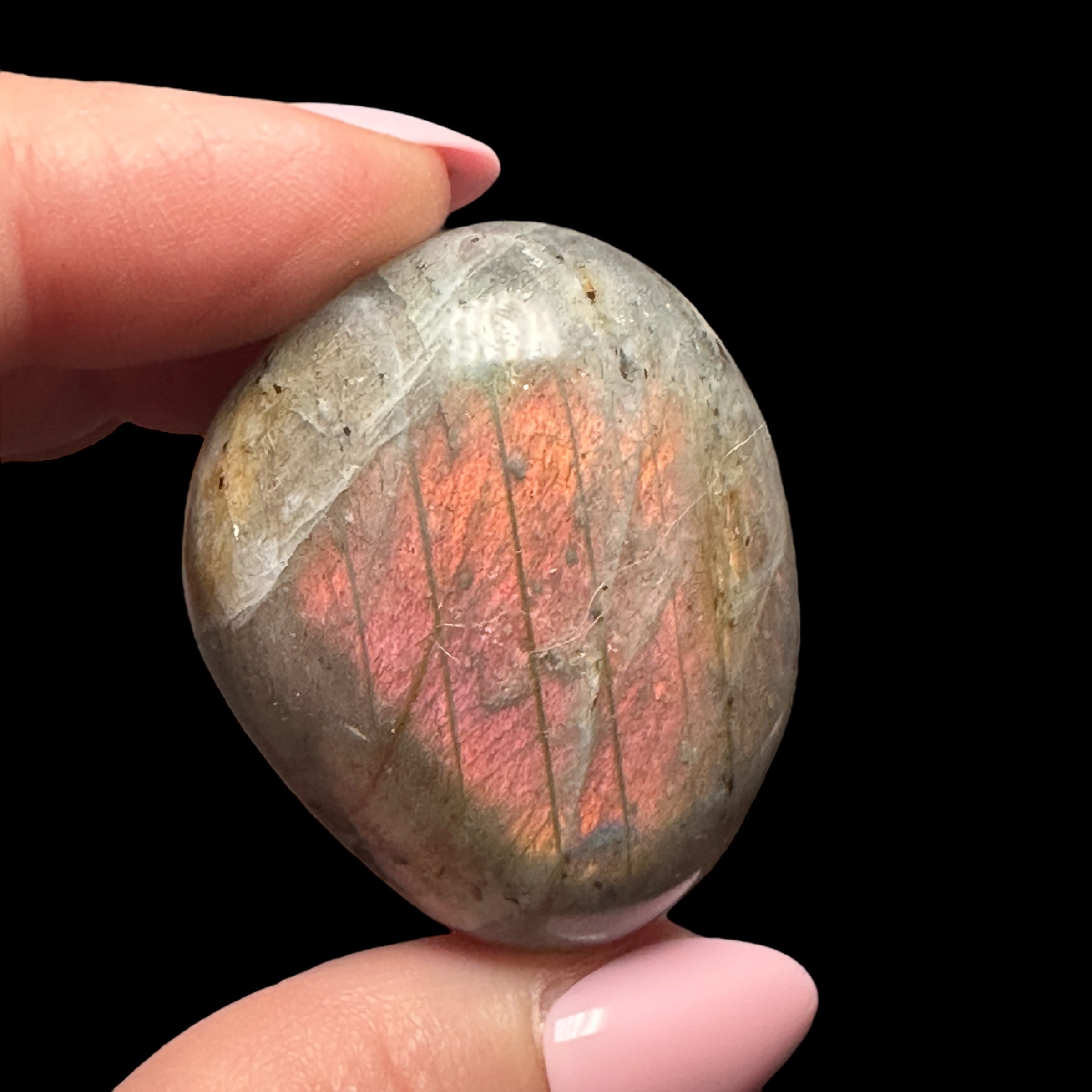 Sunset Labradorite Palm Stone for Intuition, Transformation, & Inner Strength