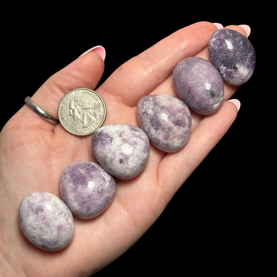 Lavender Lepidolite Tumbles | Set of 2