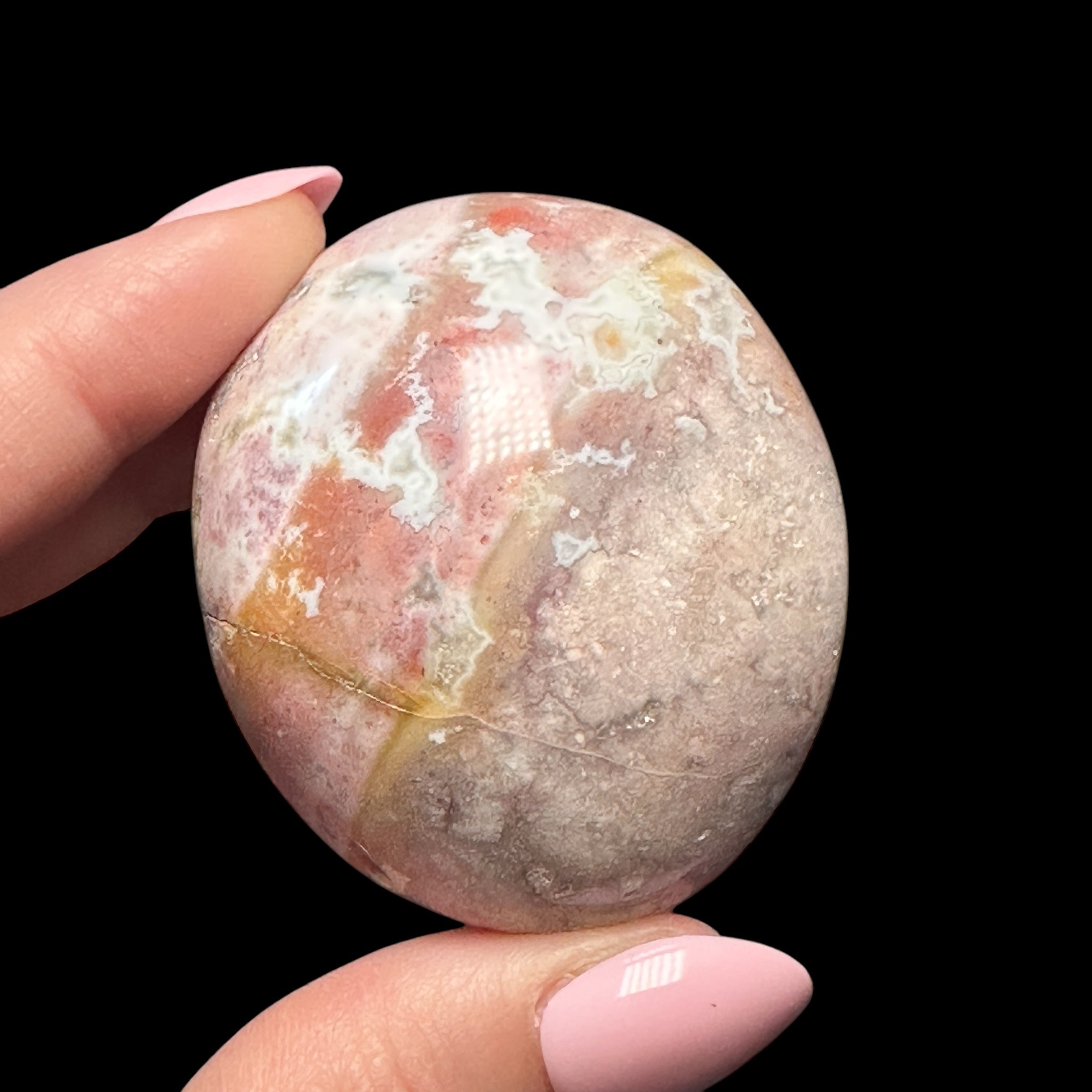 Ocean Jasper Palm Stone for Joy & Emotional Healing