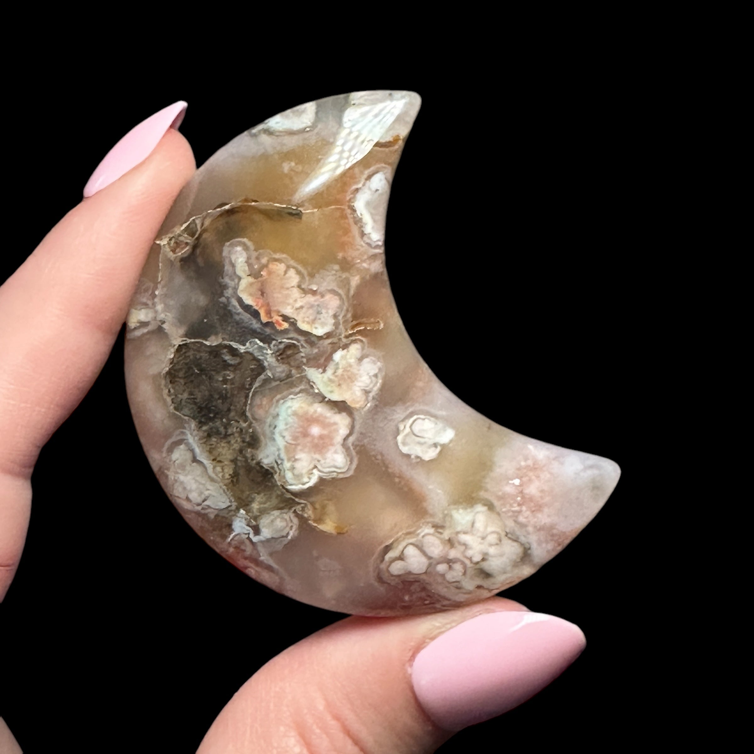 Flower Agate Crescent Moon