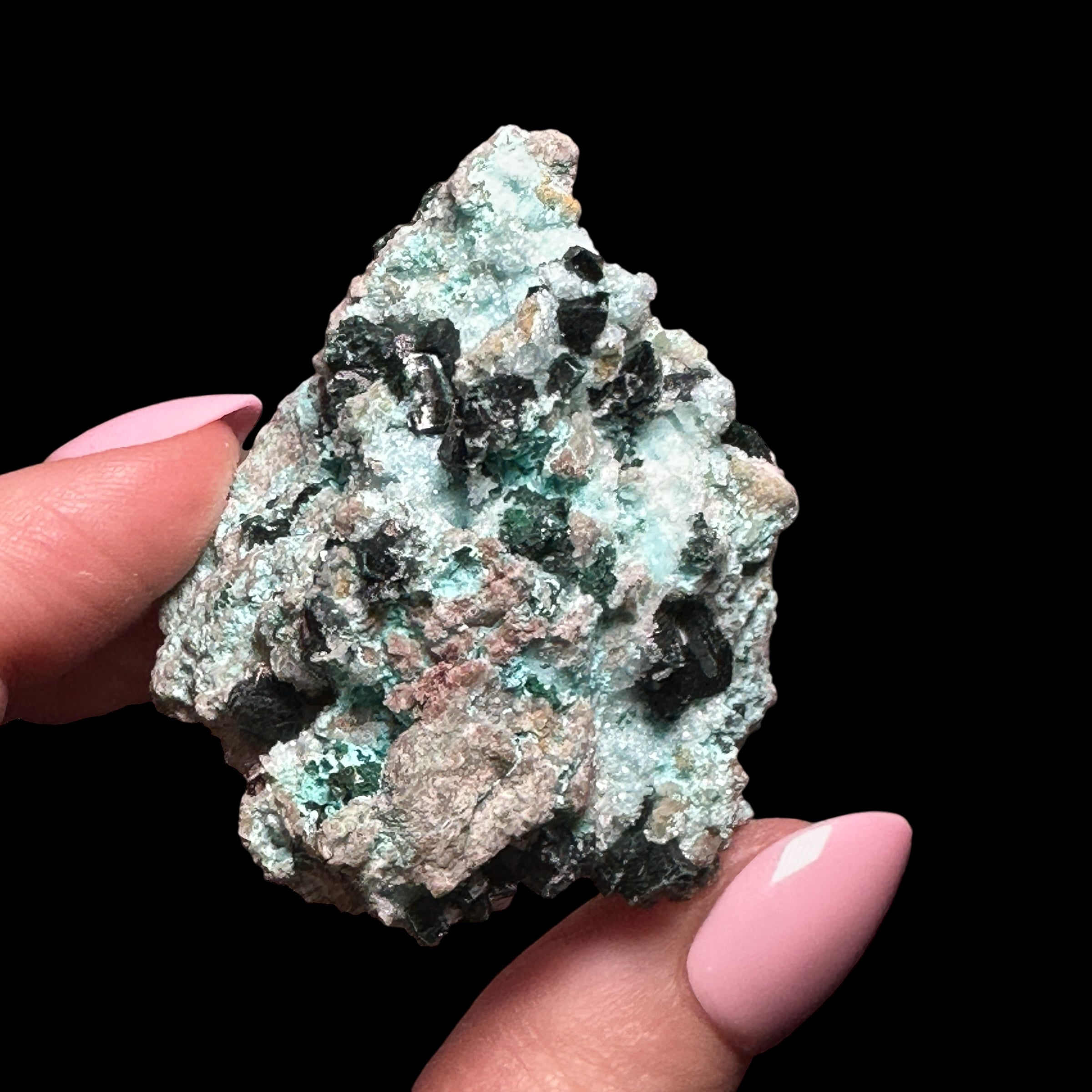 Chrysocolla with Malachite Crystals