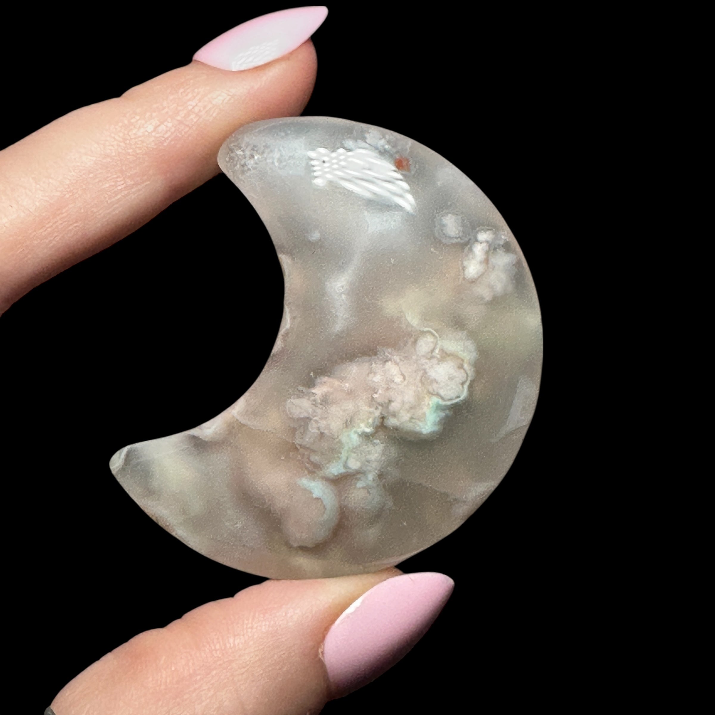 Flower Agate Crescent Moon | Stock B
