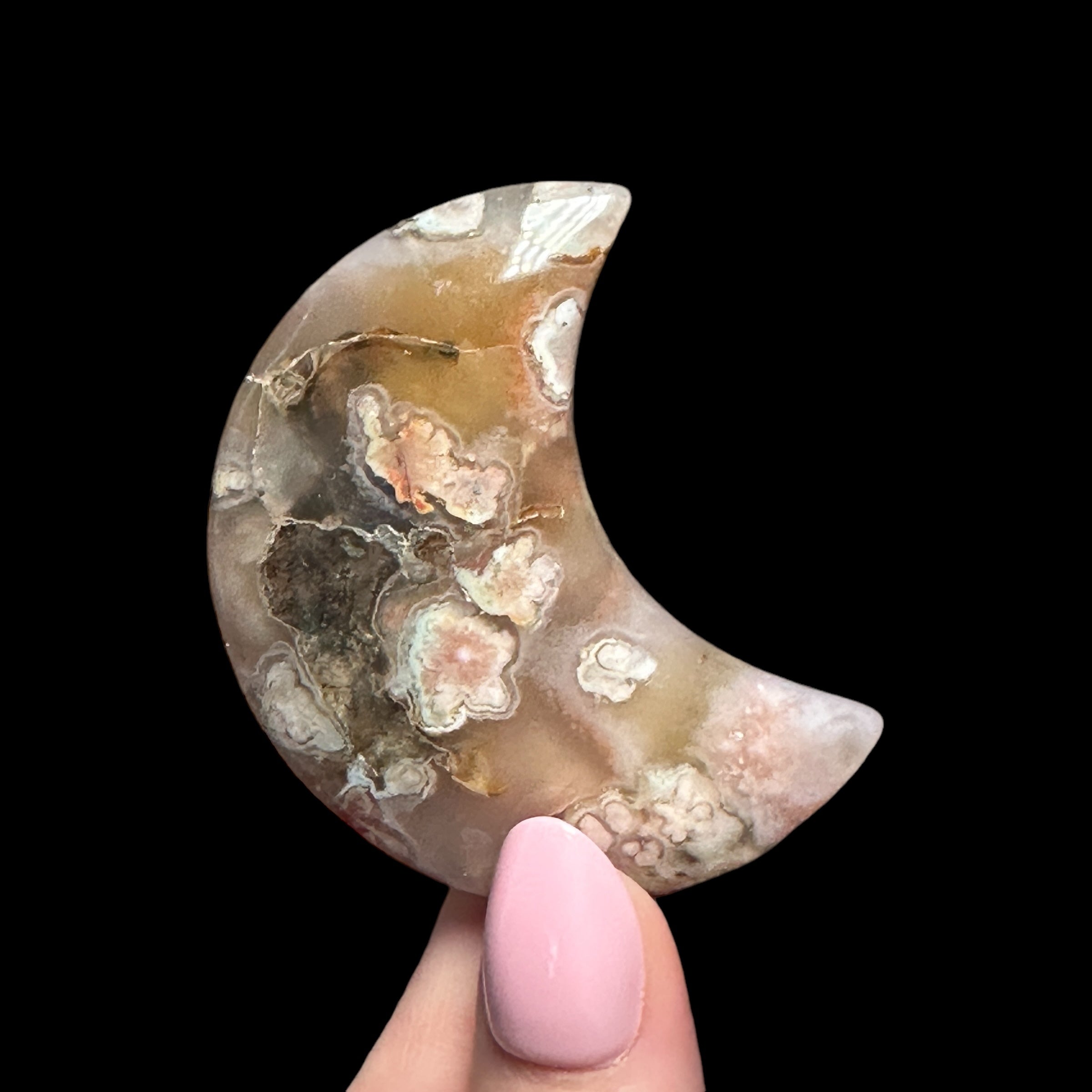 Flower Agate Crescent Moon