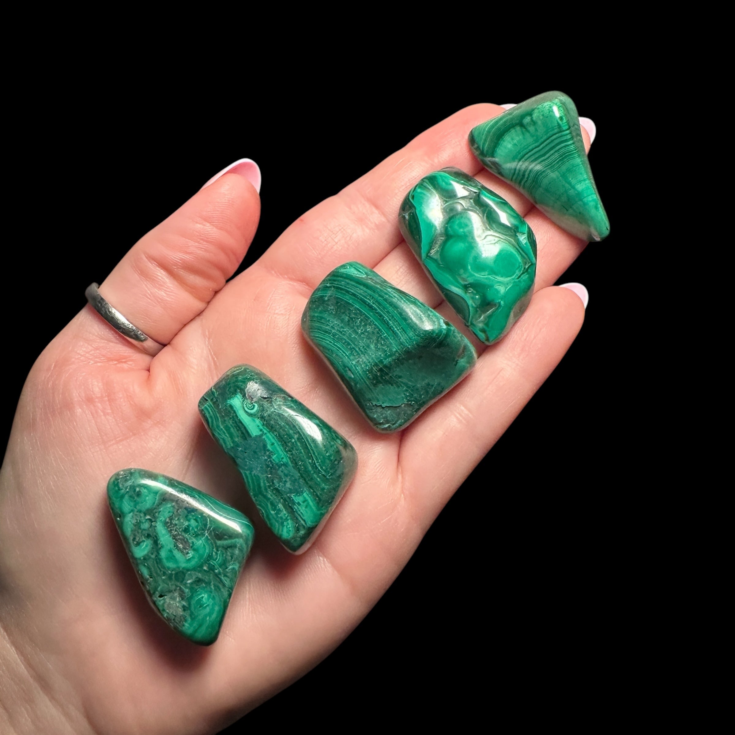 Malachite Tumbled Stone for Healing and Heart Opening | 1 Piece