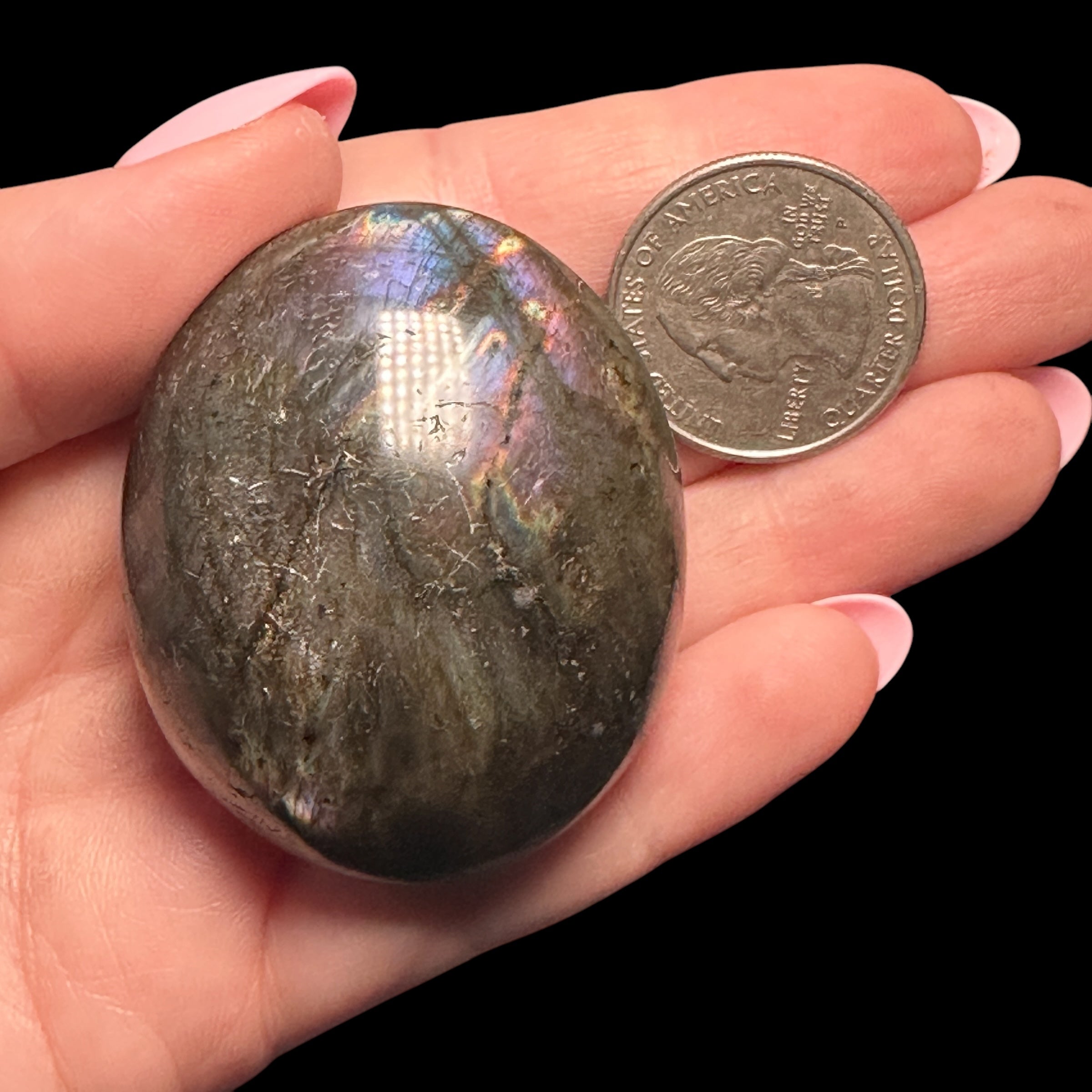 Labradorite Palm Stone for Intuition, Protection, & Transformation | Stock A