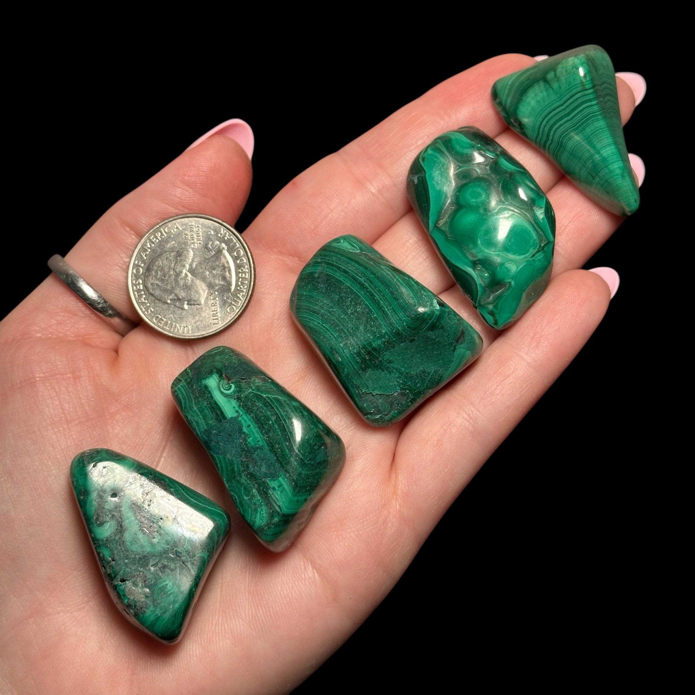 Malachite Tumbled Stone for Healing and Heart Opening | 1 Piece