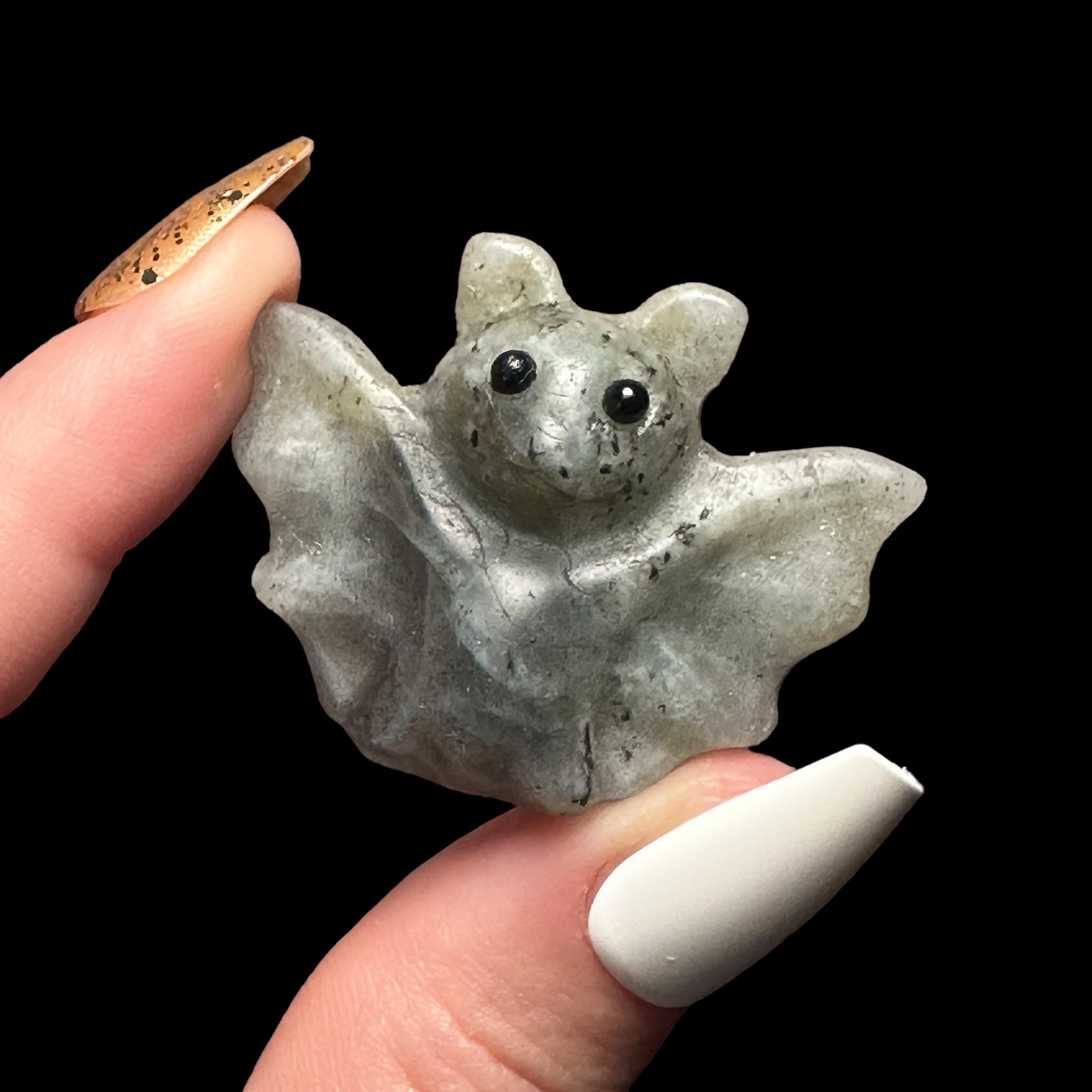 Labradorite Bat Halloween Carved Crystal