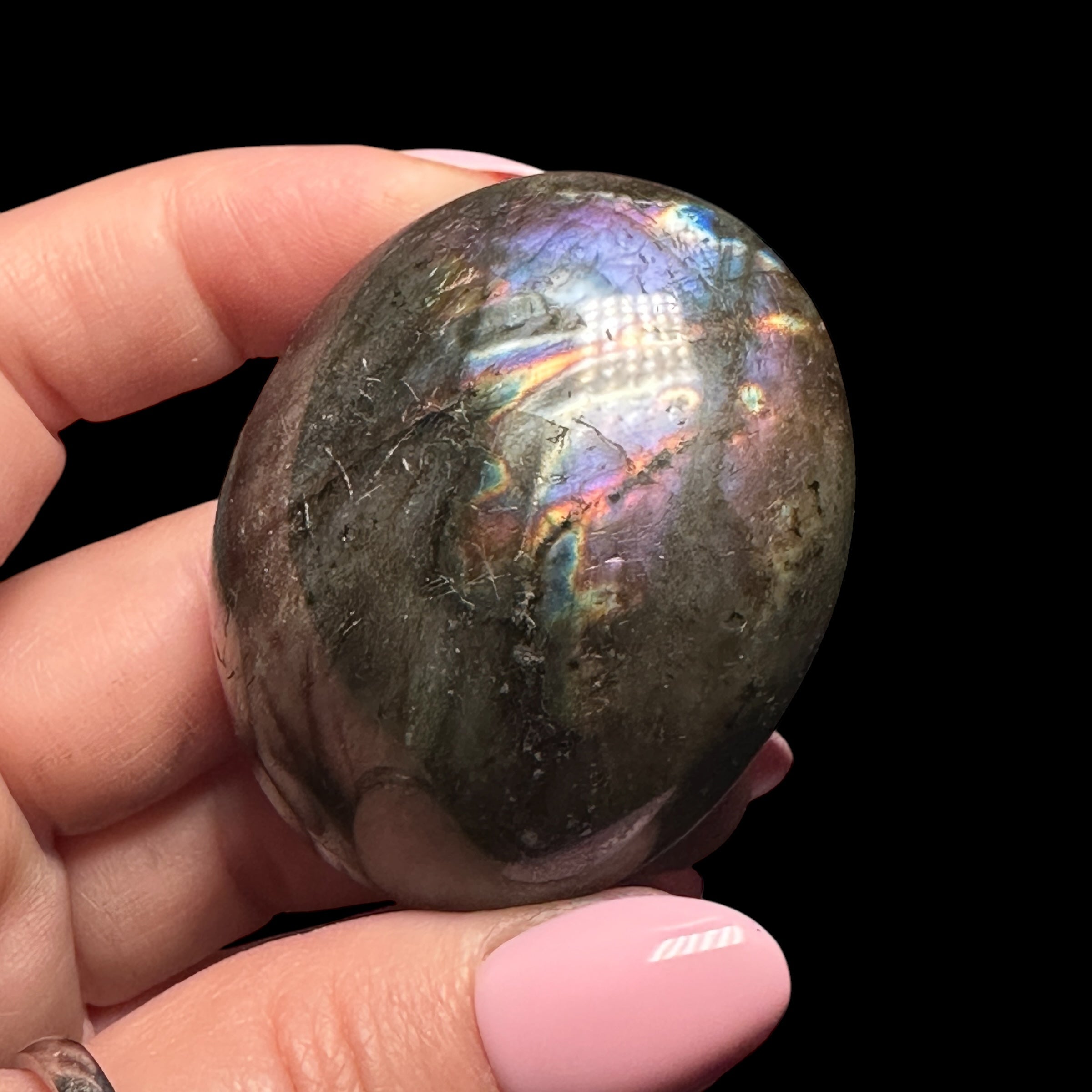 Labradorite Palm Stone for Intuition, Protection, & Transformation | Stock A