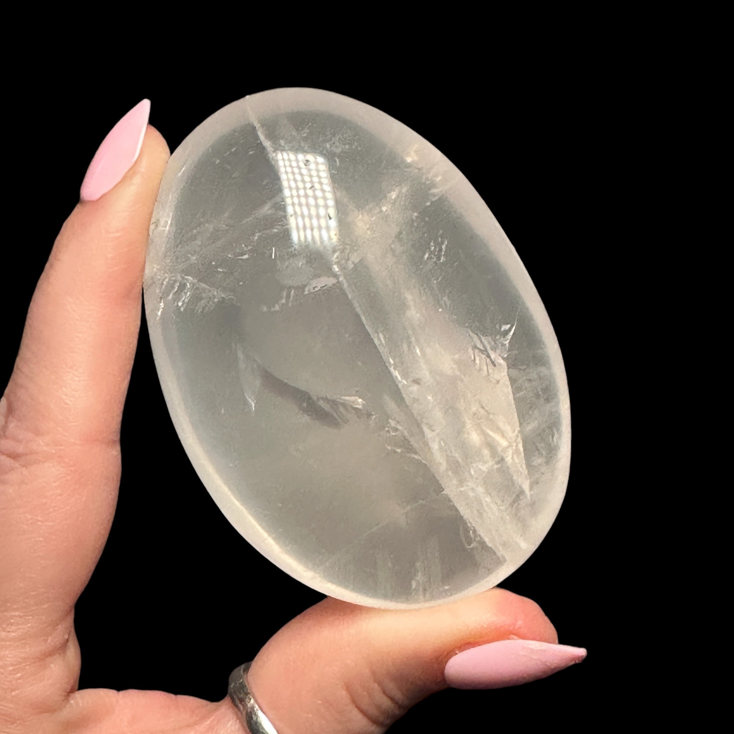 Moon Quartz Girasol Palm Stone