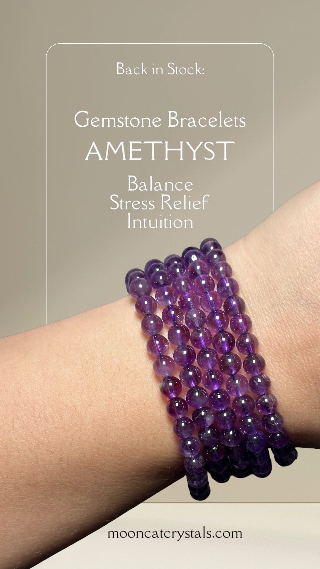 Amethyst Bracelet for Balance and Intuition Mooncat Crystals