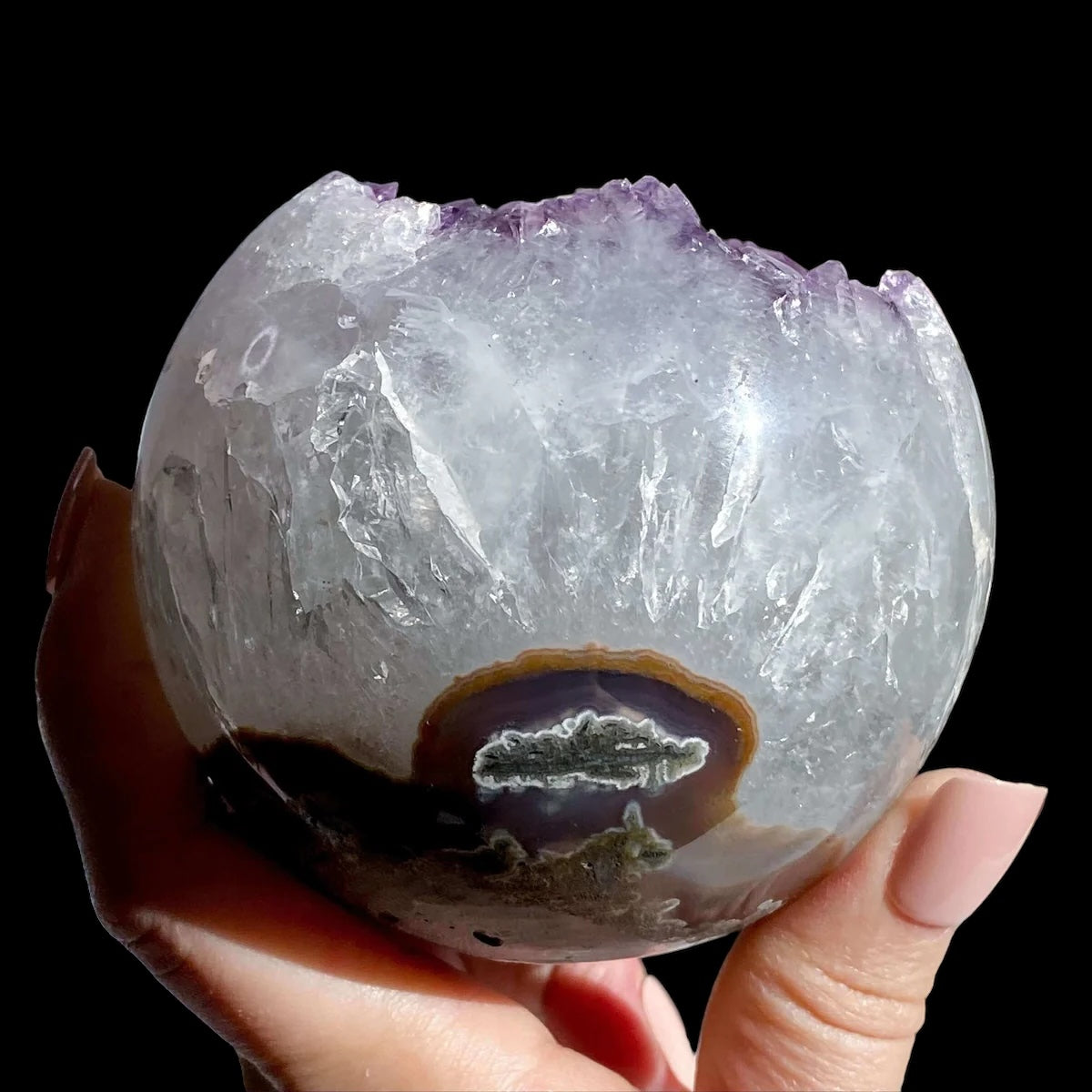 Amethyst Geode Sphere for Balance and Intuition | Stock J Mooncat Crystals