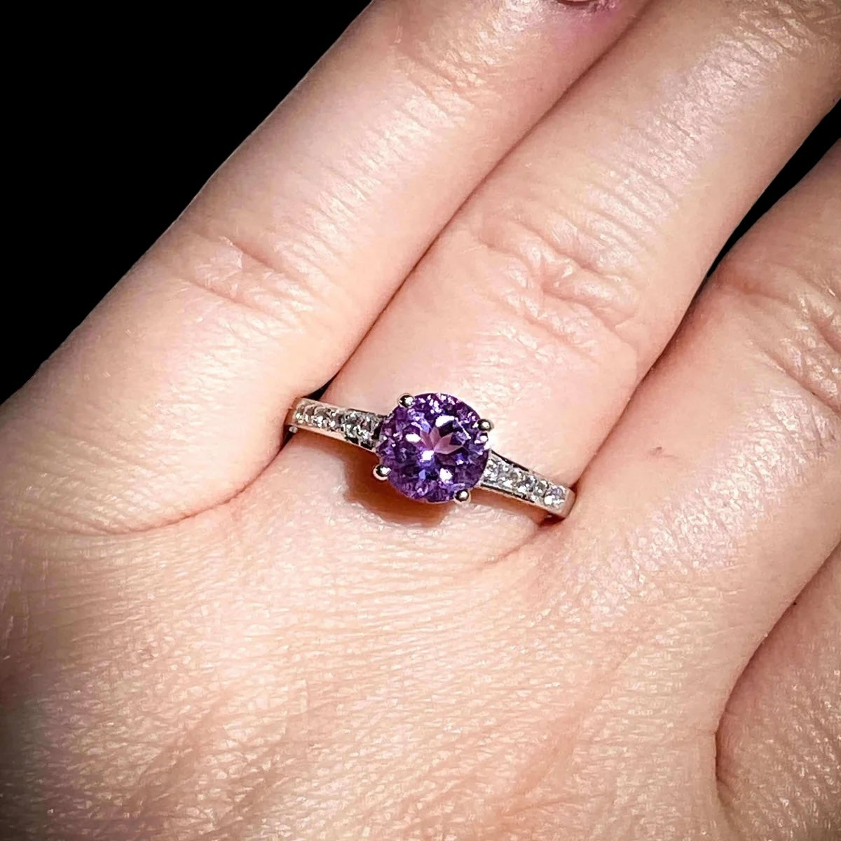 Amethyst Ring for Balance and Intuition | Size 8 Mooncat Crystals