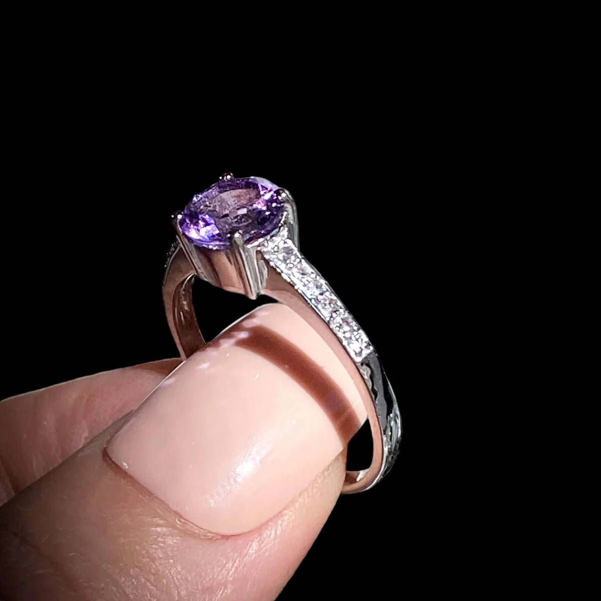 Amethyst Ring for Balance and Intuition | Size 8 Mooncat Crystals