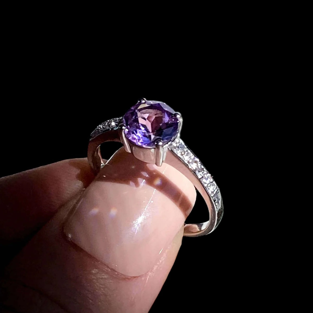 Amethyst Ring for Balance and Intuition | Size 8 Mooncat Crystals