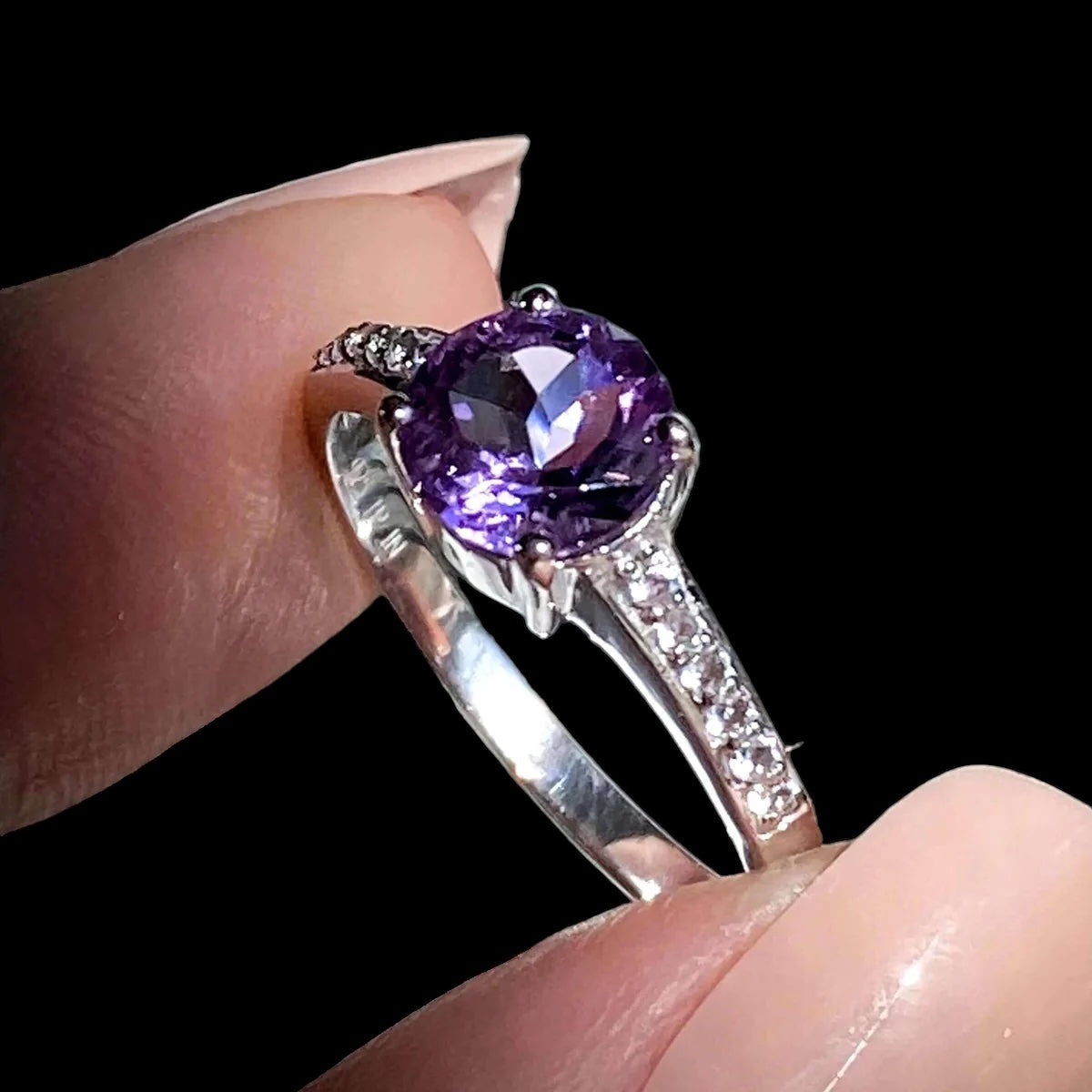 Amethyst Ring for Balance and Intuition | Size 8 Mooncat Crystals