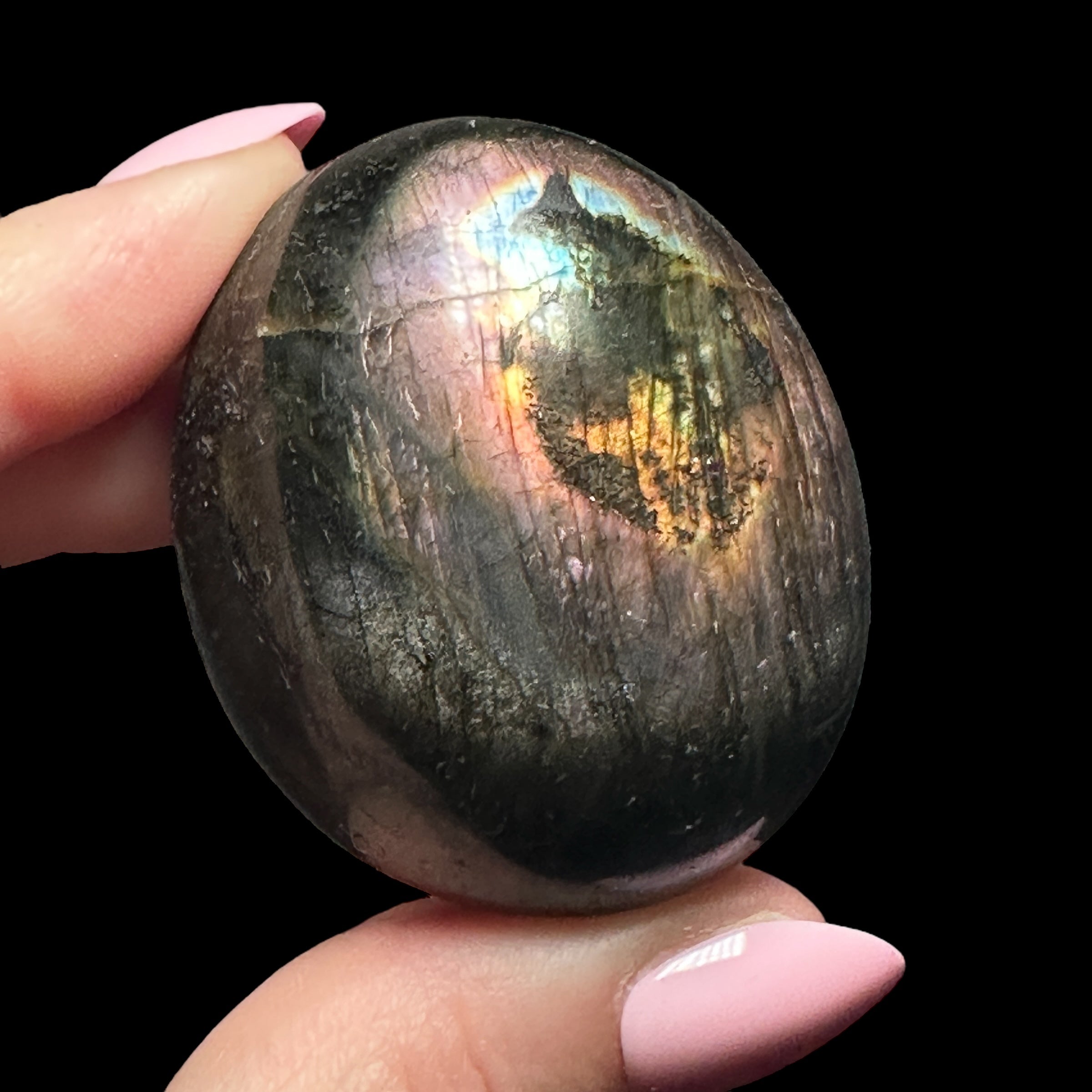 Labradorite Palm Stone for Intuition, Protection, & Transformation | Stock B