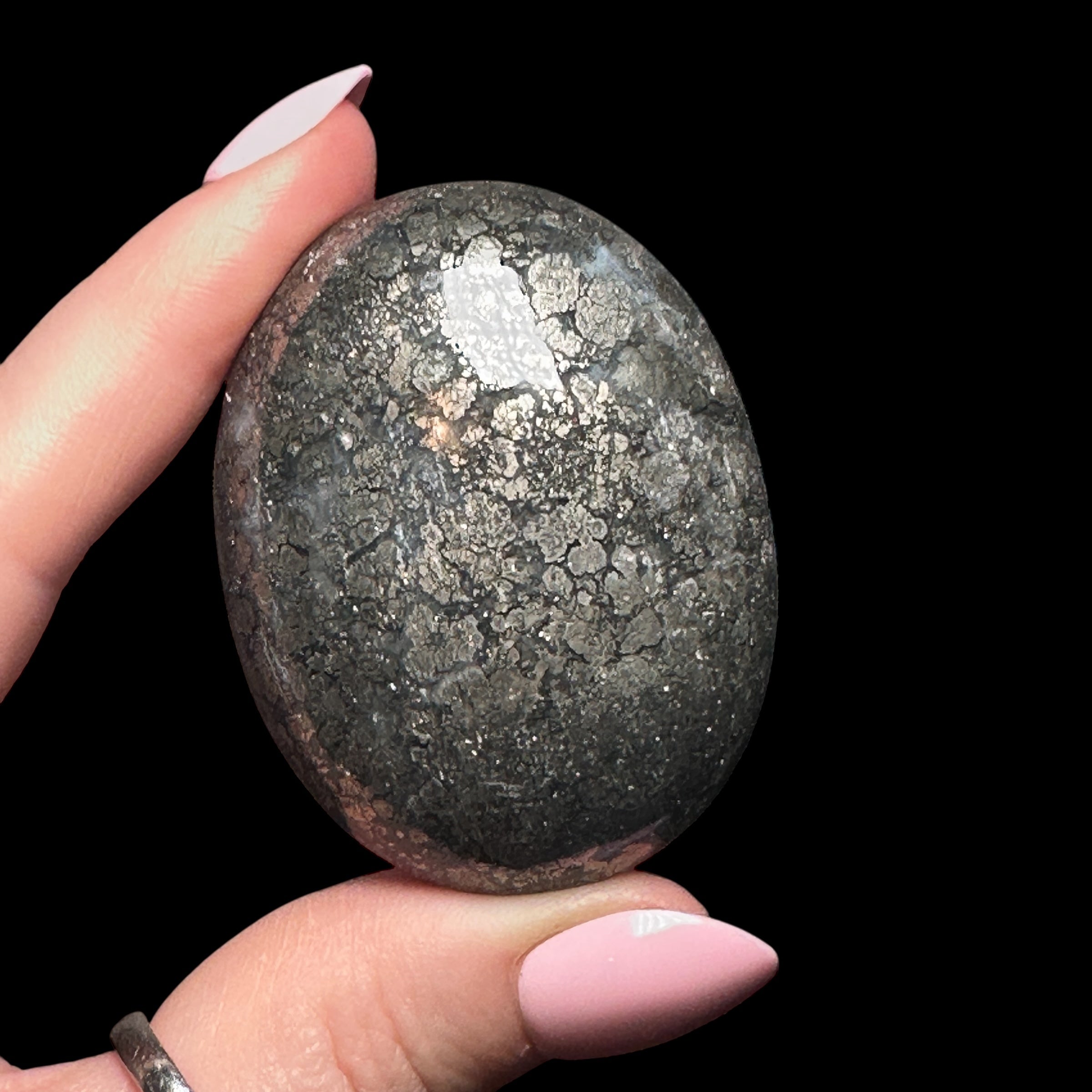 Pyrite Flower Agate Palm Stone