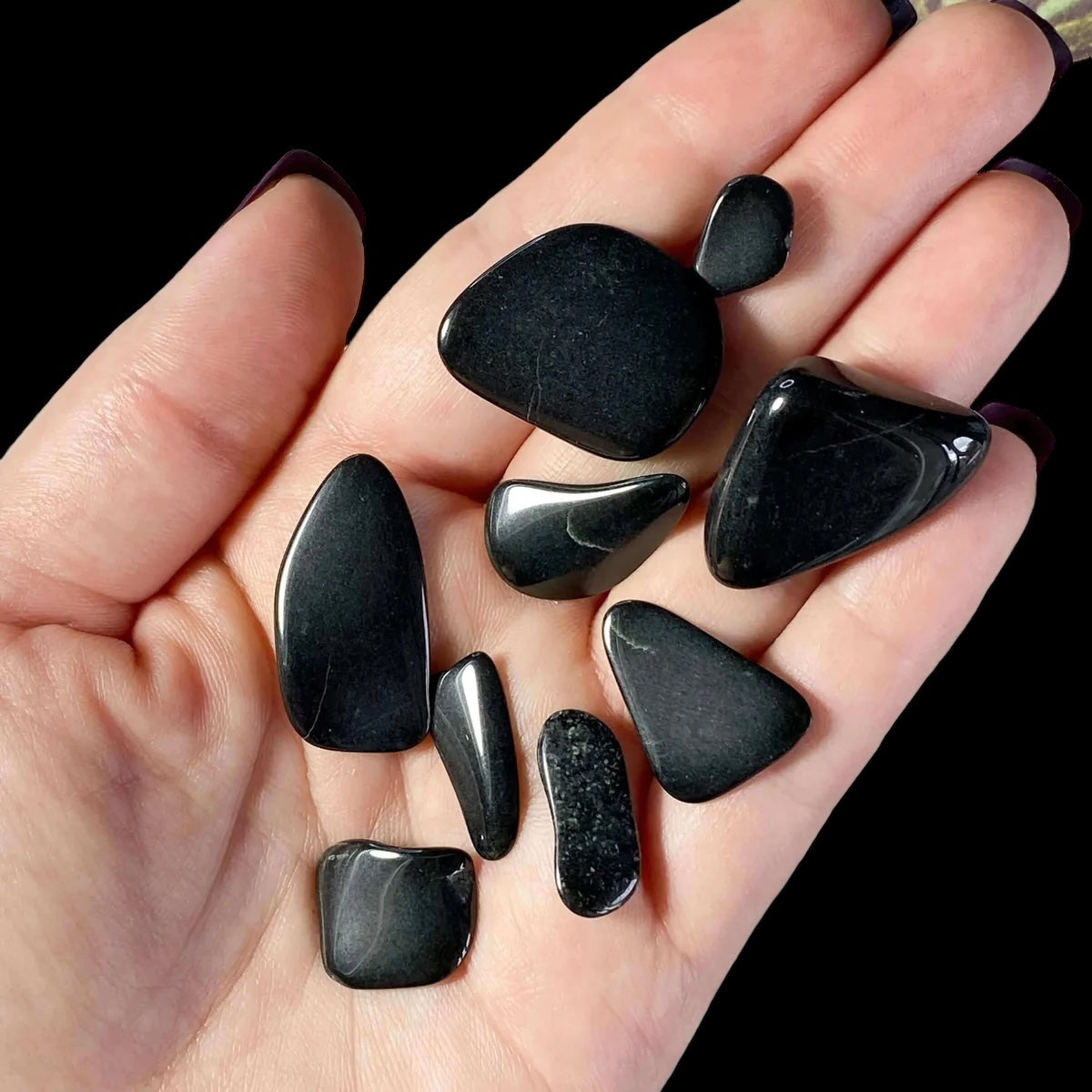 Black Jade Tumbles for Shielding and Stabilizing Mooncat Crystals