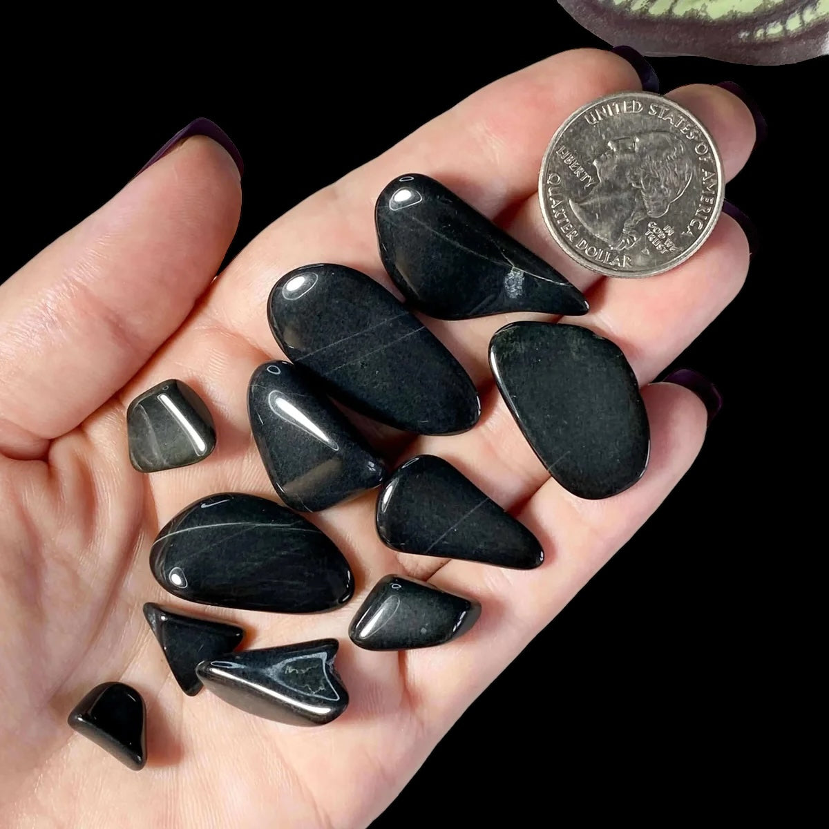 Black Jade Tumbles for Shielding and Stabilizing Mooncat Crystals