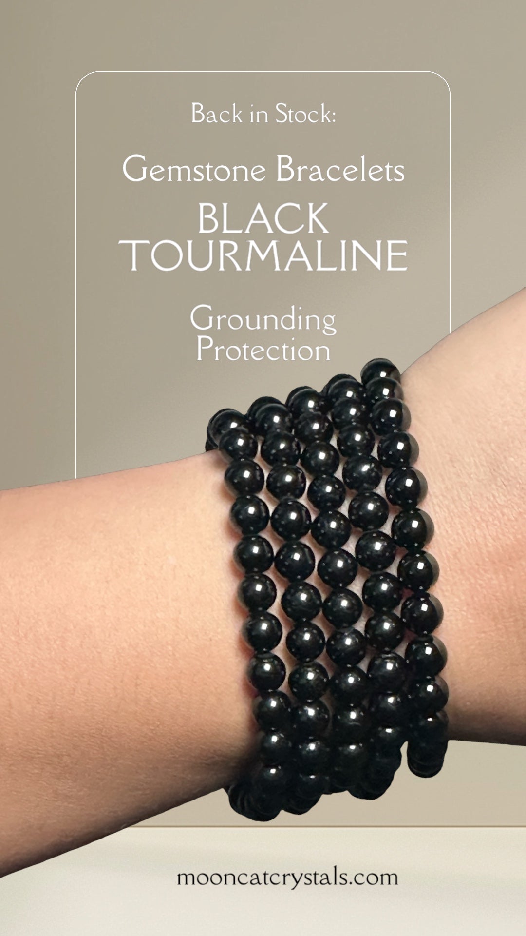 Black Tourmaline Bracelet for Grounding and Protection Mooncat Crystals