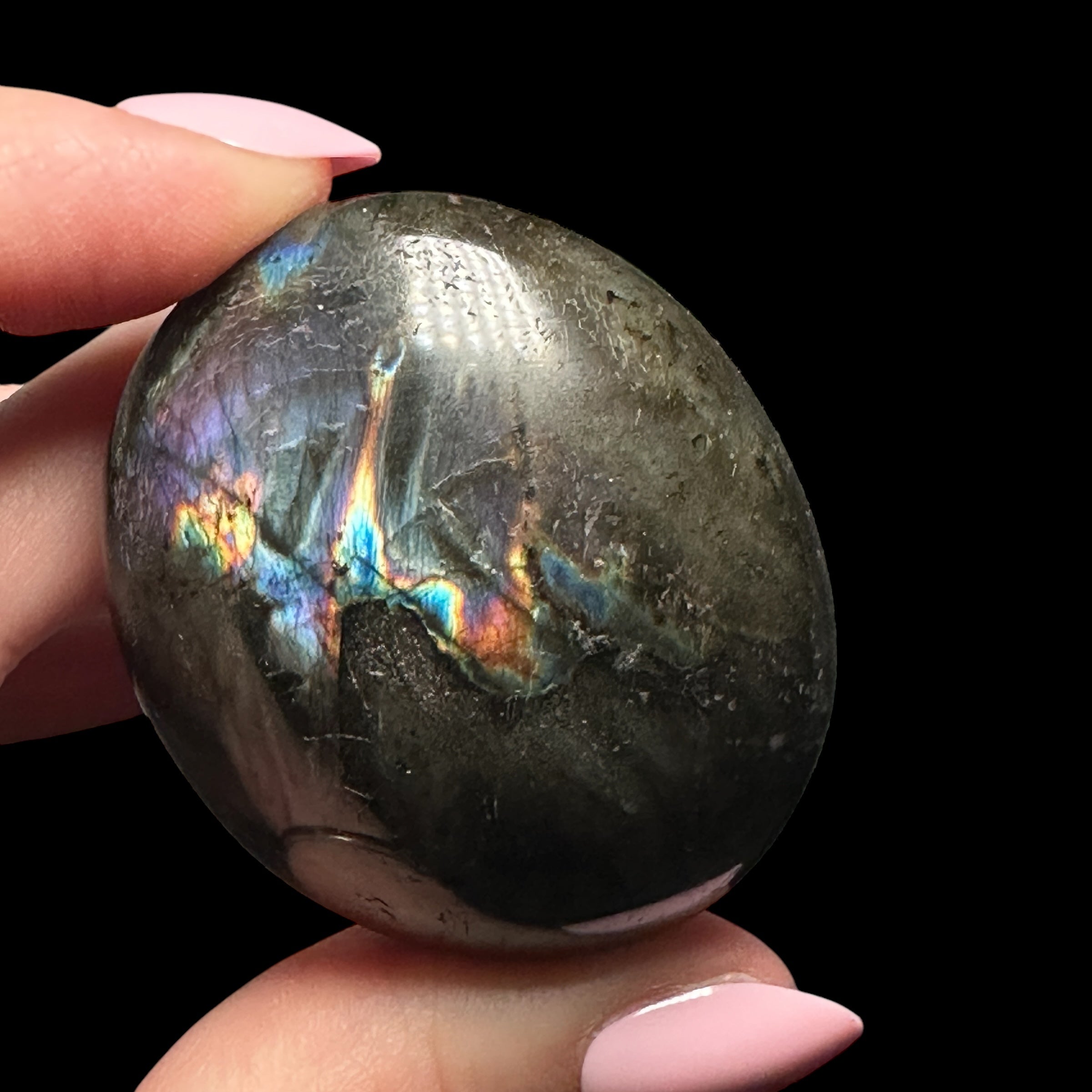 Labradorite Palm Stone for Intuition, Protection, & Transformation | Stock A