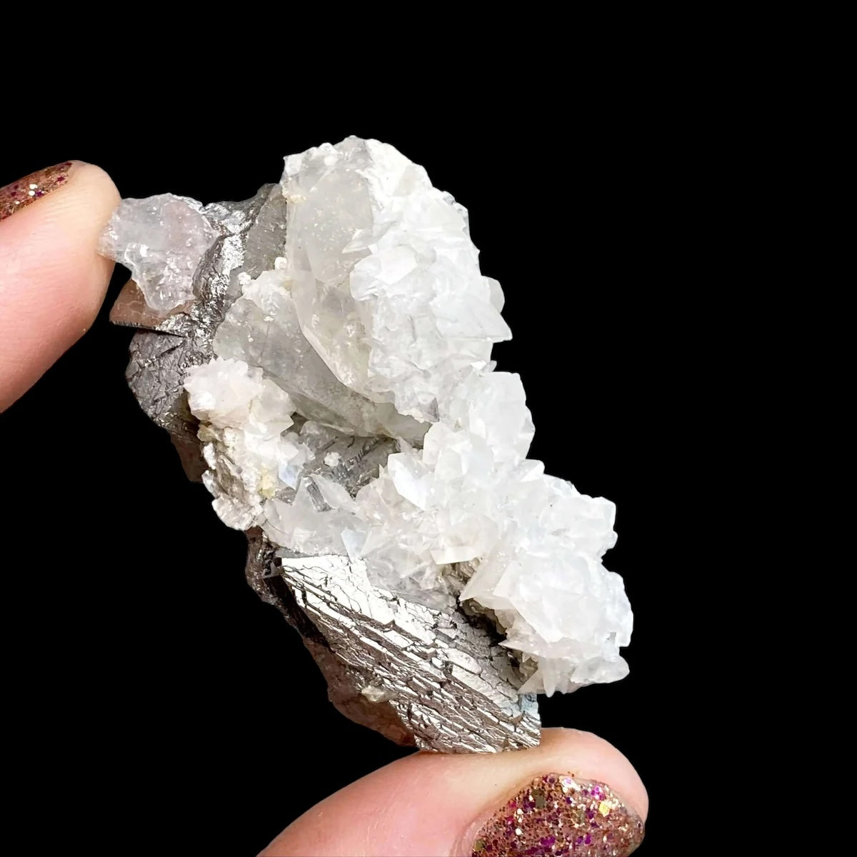 Calcite Over Silvery Mineral from Mexico | Stock A Mooncat Crystals