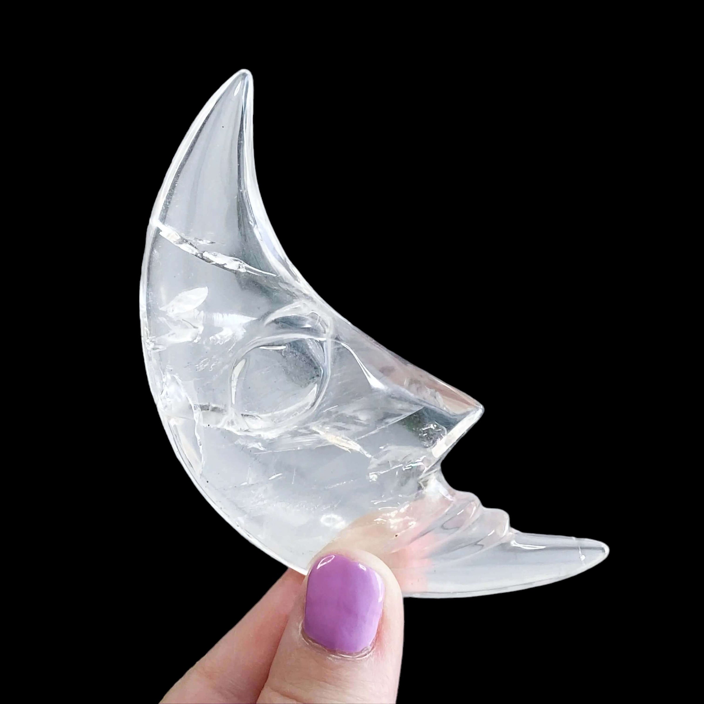 Cleae buy Quartz Crystal Moon Carving.