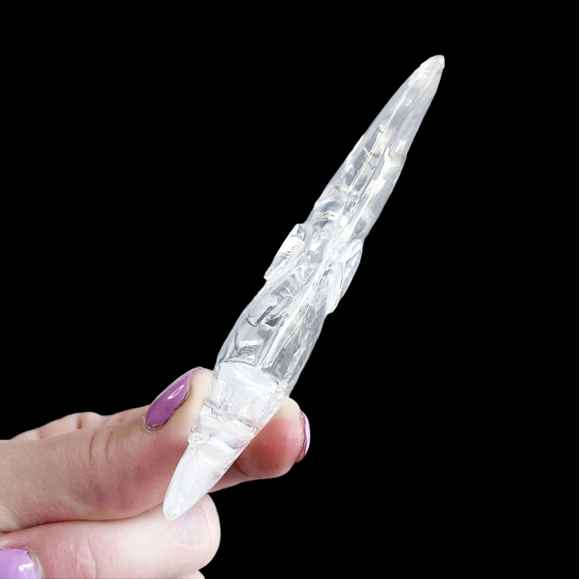 Clear Quartz Moon with Stand (~4") for Transformation and Renewal | Stock C Mooncat Crystals