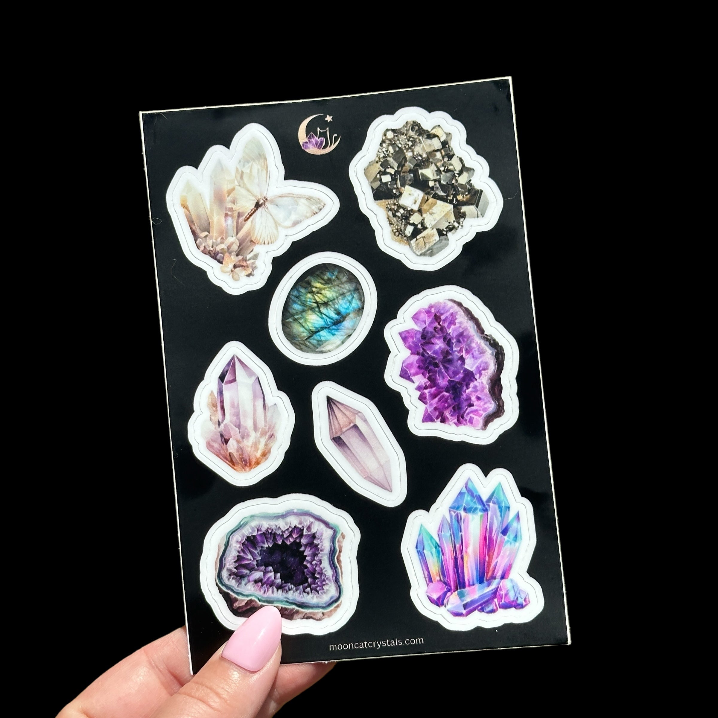 Crystal Stickers for Fun and Creativity | 4 x 6” Sheet Mooncat Crystals