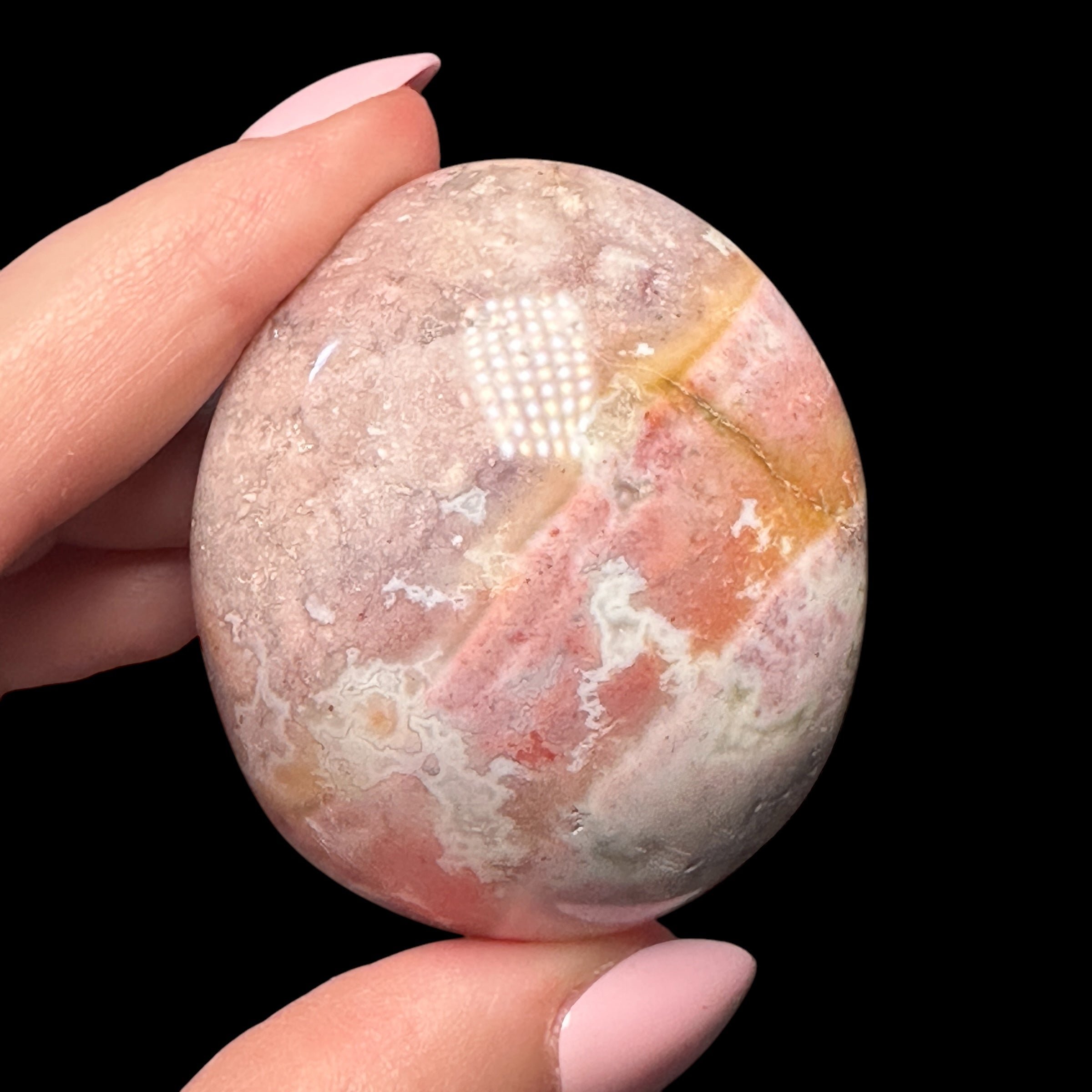 Ocean Jasper Palm Stone for Joy & Emotional Healing