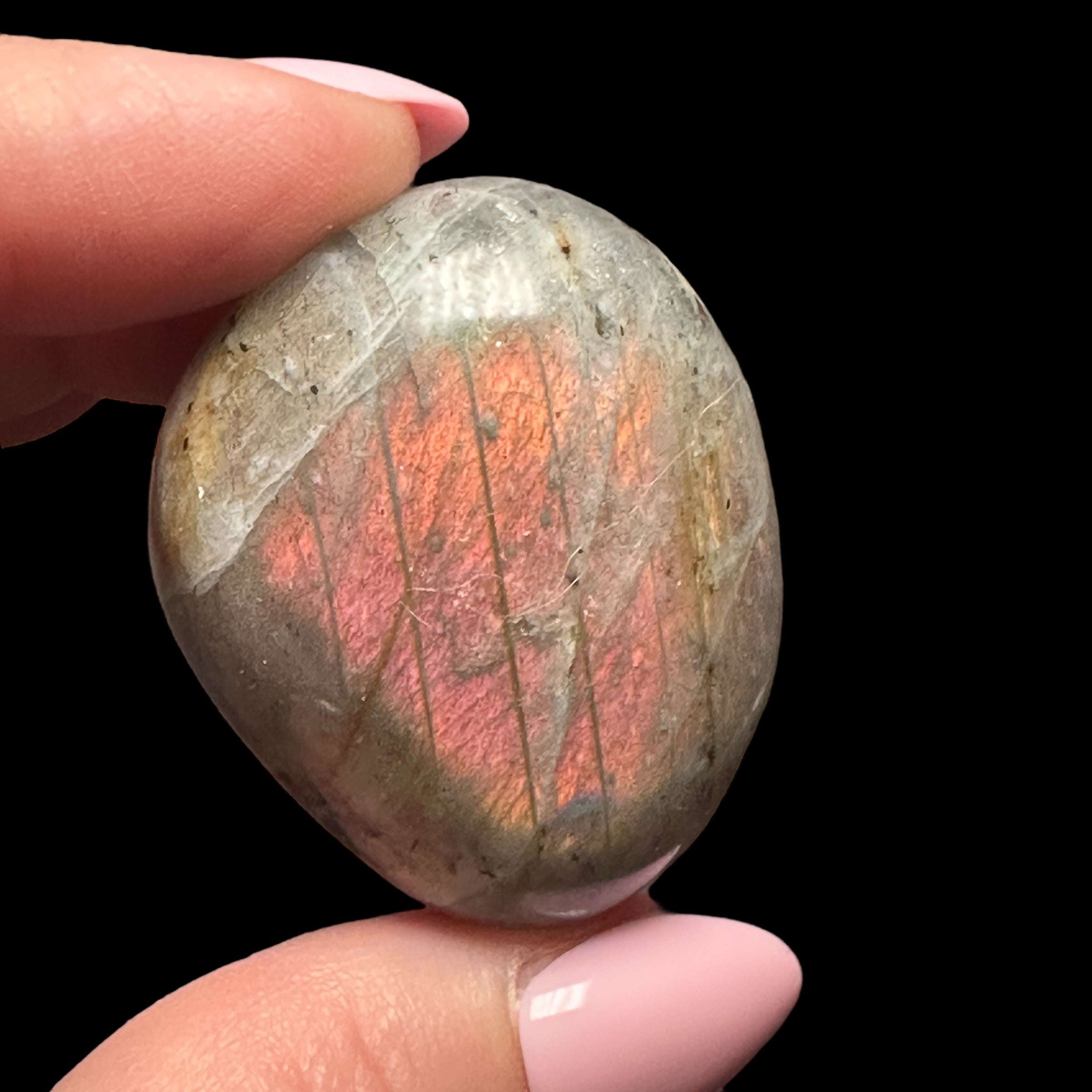 Sunset Labradorite Palm Stone for Intuition, Transformation, & Inner Strength