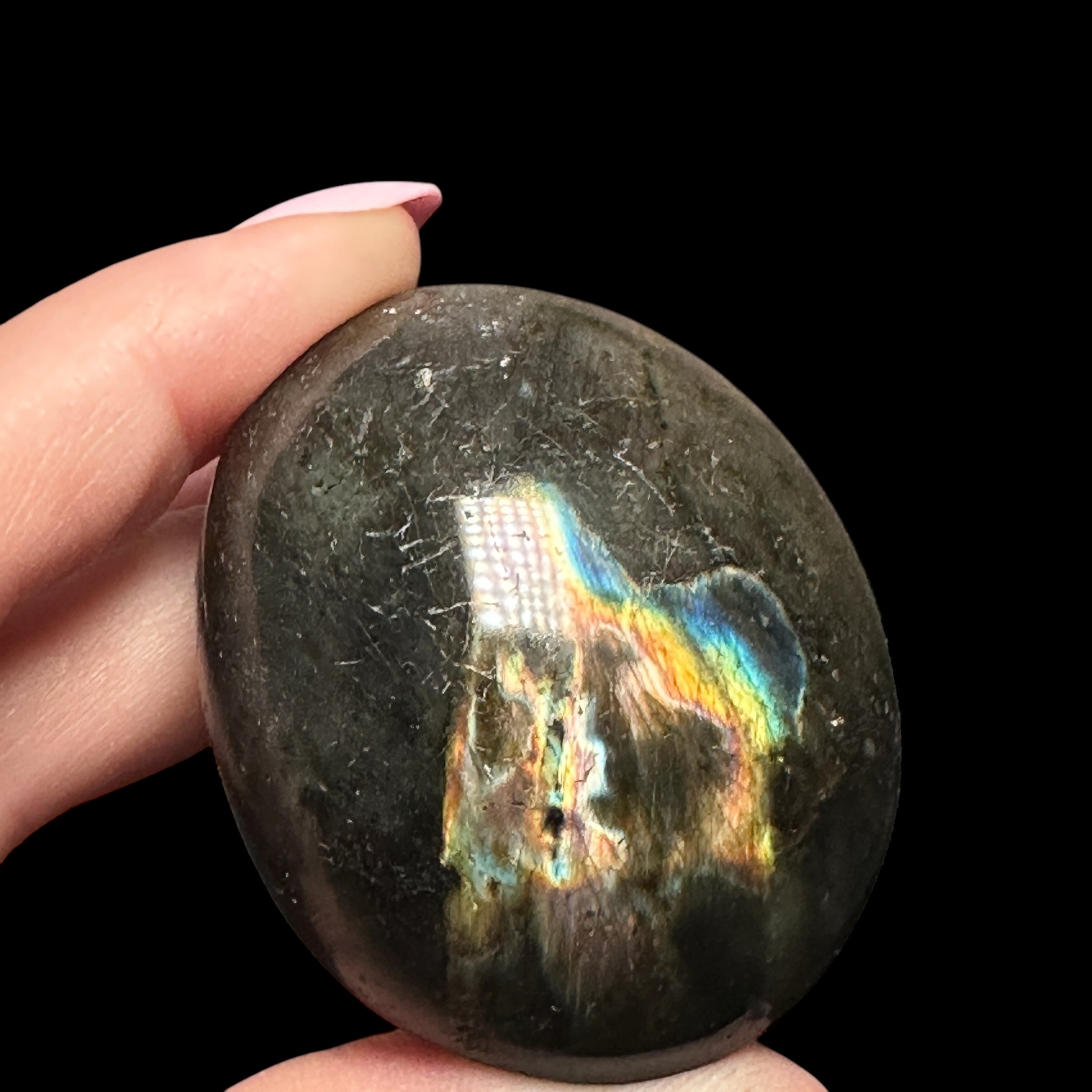 Labradorite Palm Stone for Intuition, Protection, & Transformation | Stock A