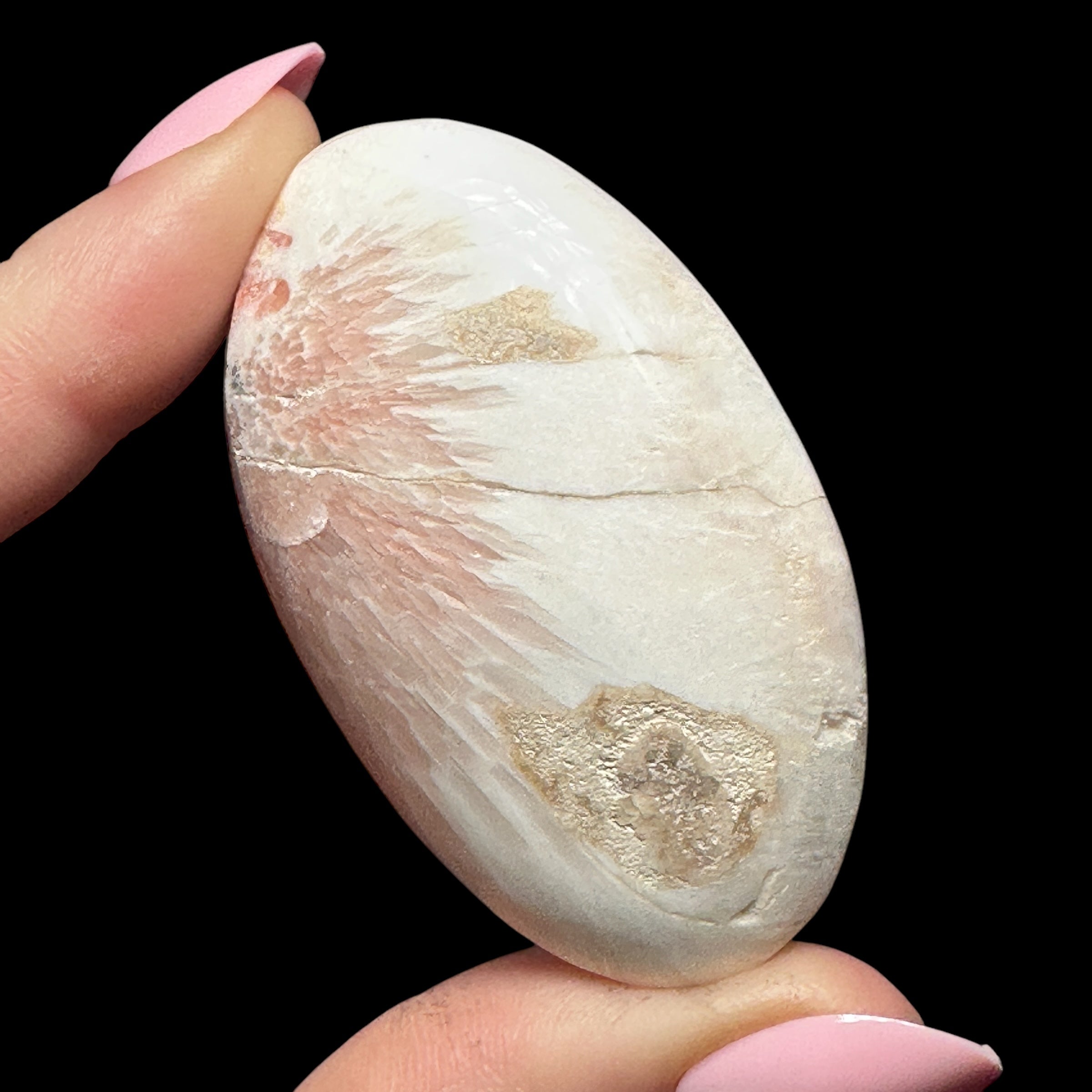 Peach Scolecite Palm Stone