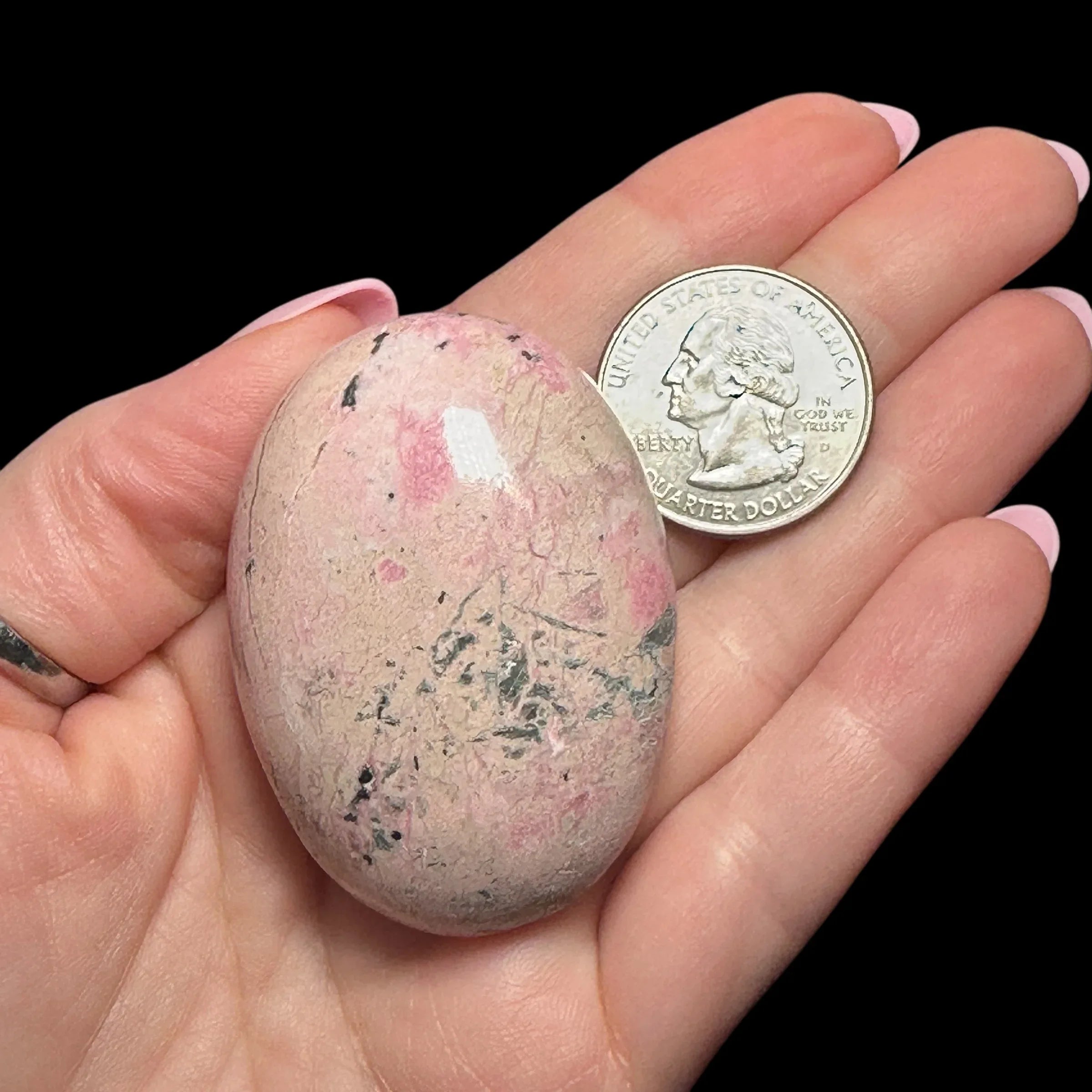 Rhodonite Palm Stone - Mooncat Crystals