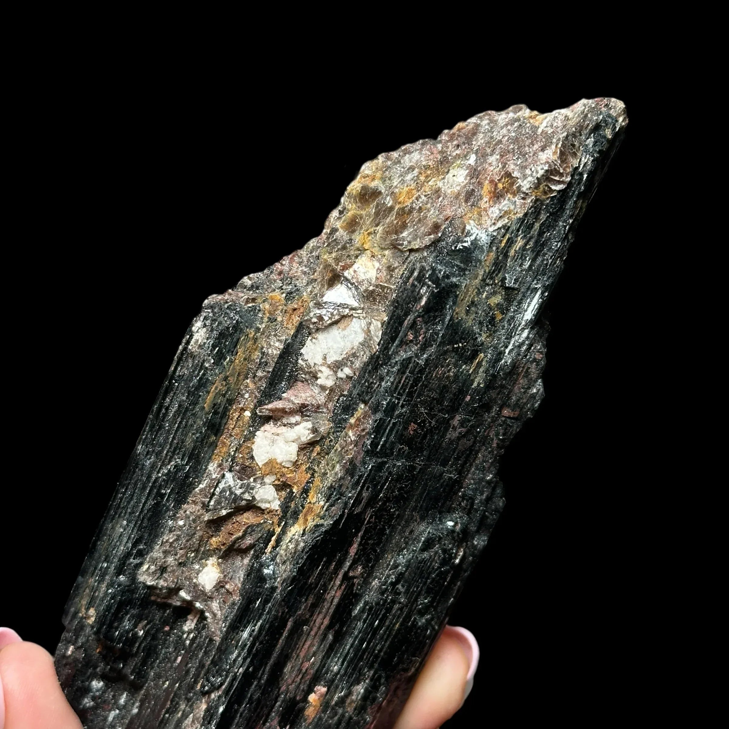 Black Tourmaline with Mica - Mooncat Crystals