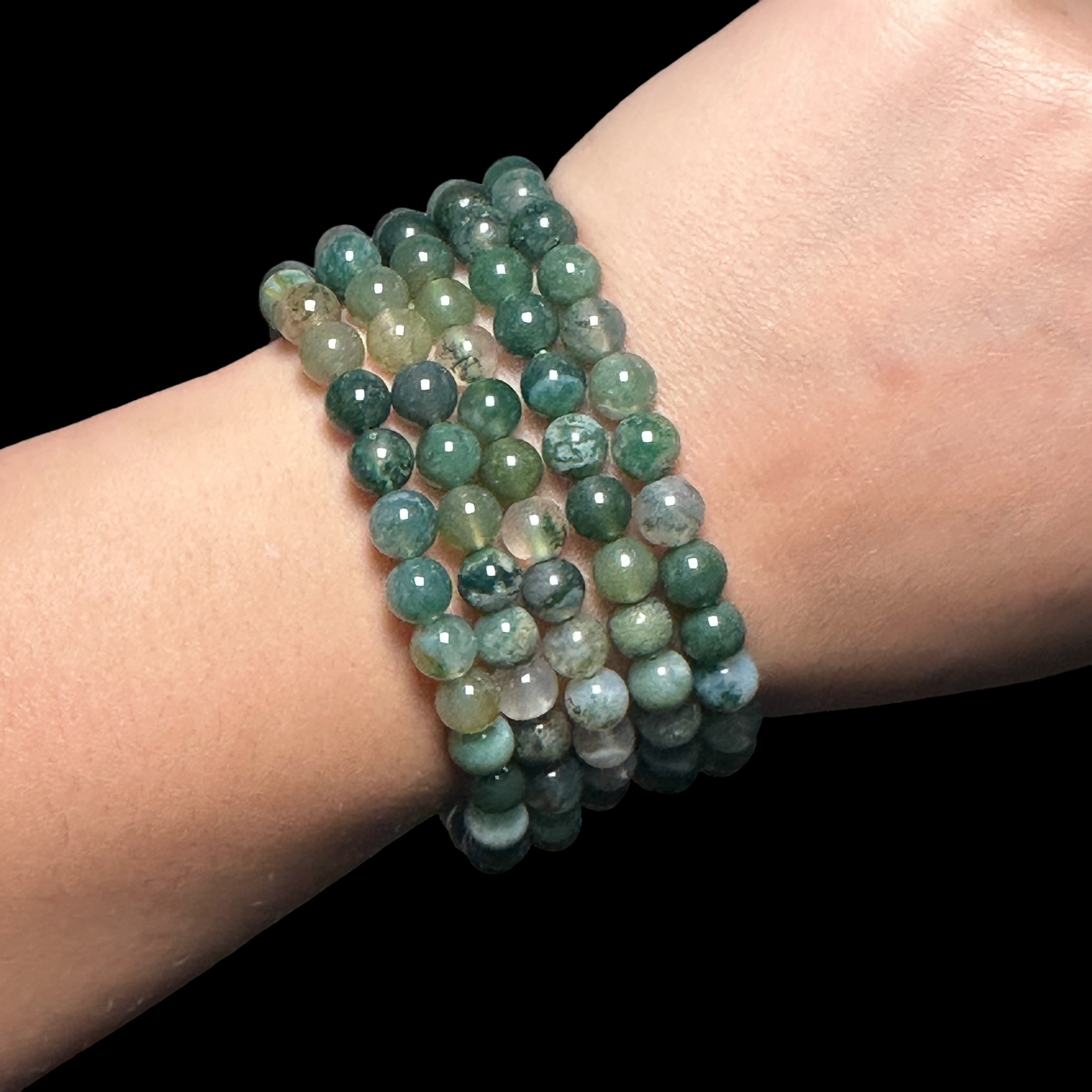 Moss Agate Bracelet for Grounding and Earth Connection