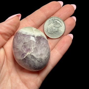 Amethyst & Smoky Quartz Palm Stone | Stock A