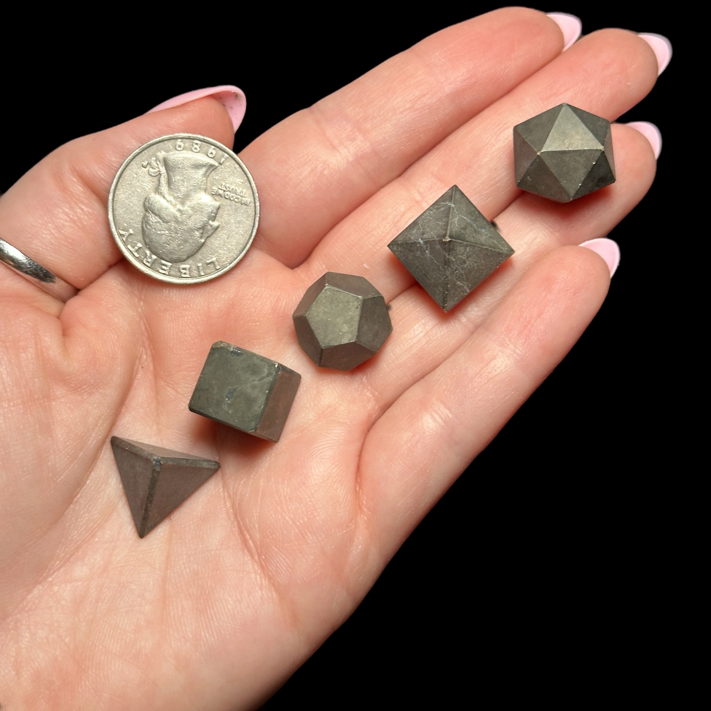 Pyrite Platonic Solids Set