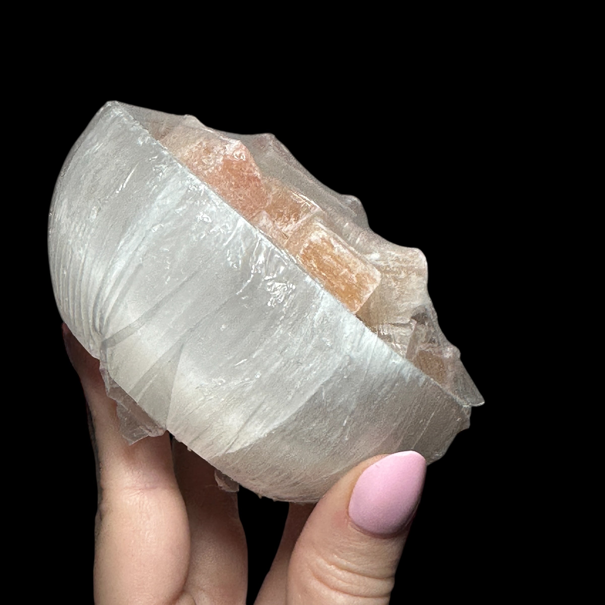 Selenite Bowl with Raw Orange Selenite for Cleansing