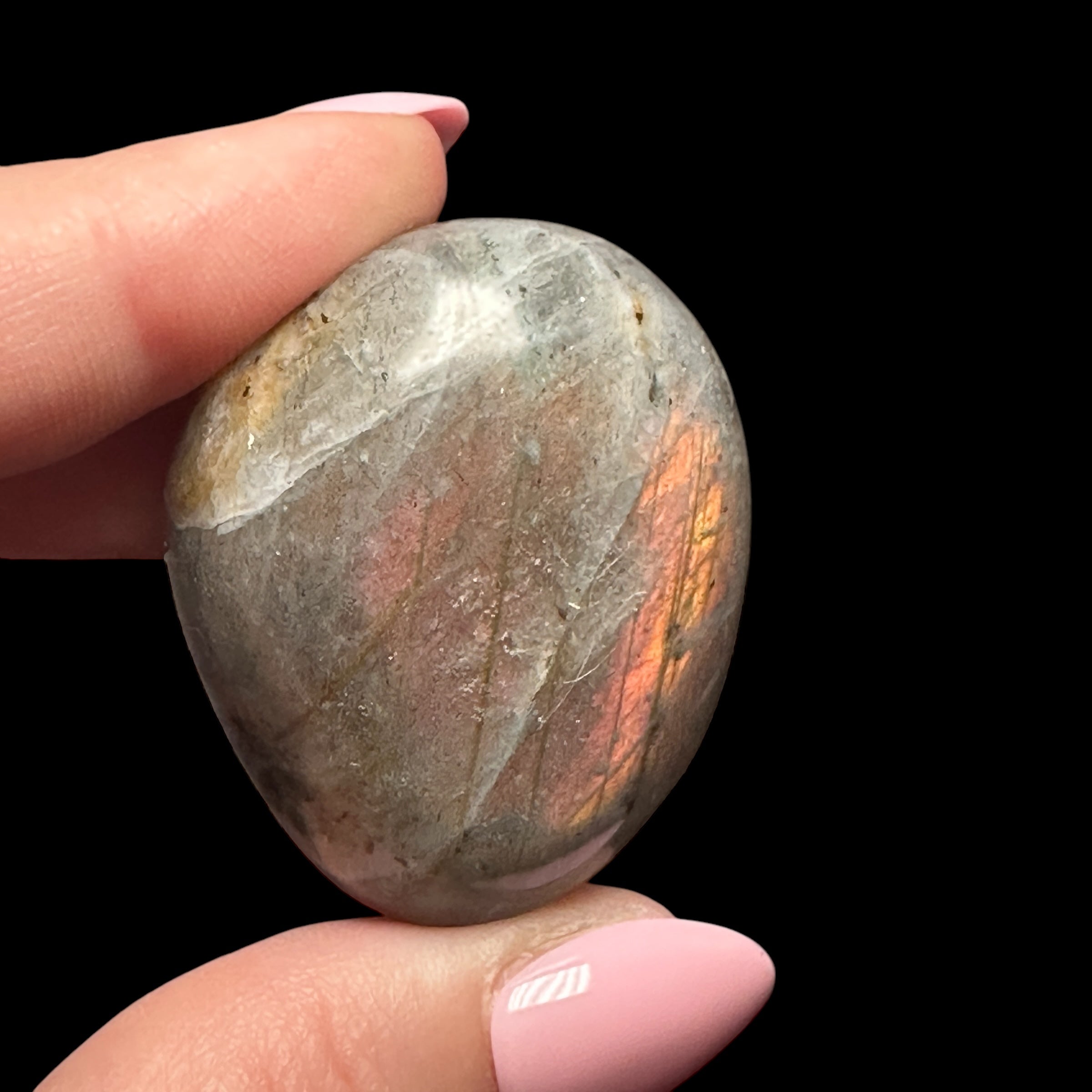 Sunset Labradorite Palm Stone for Intuition, Transformation, & Inner Strength