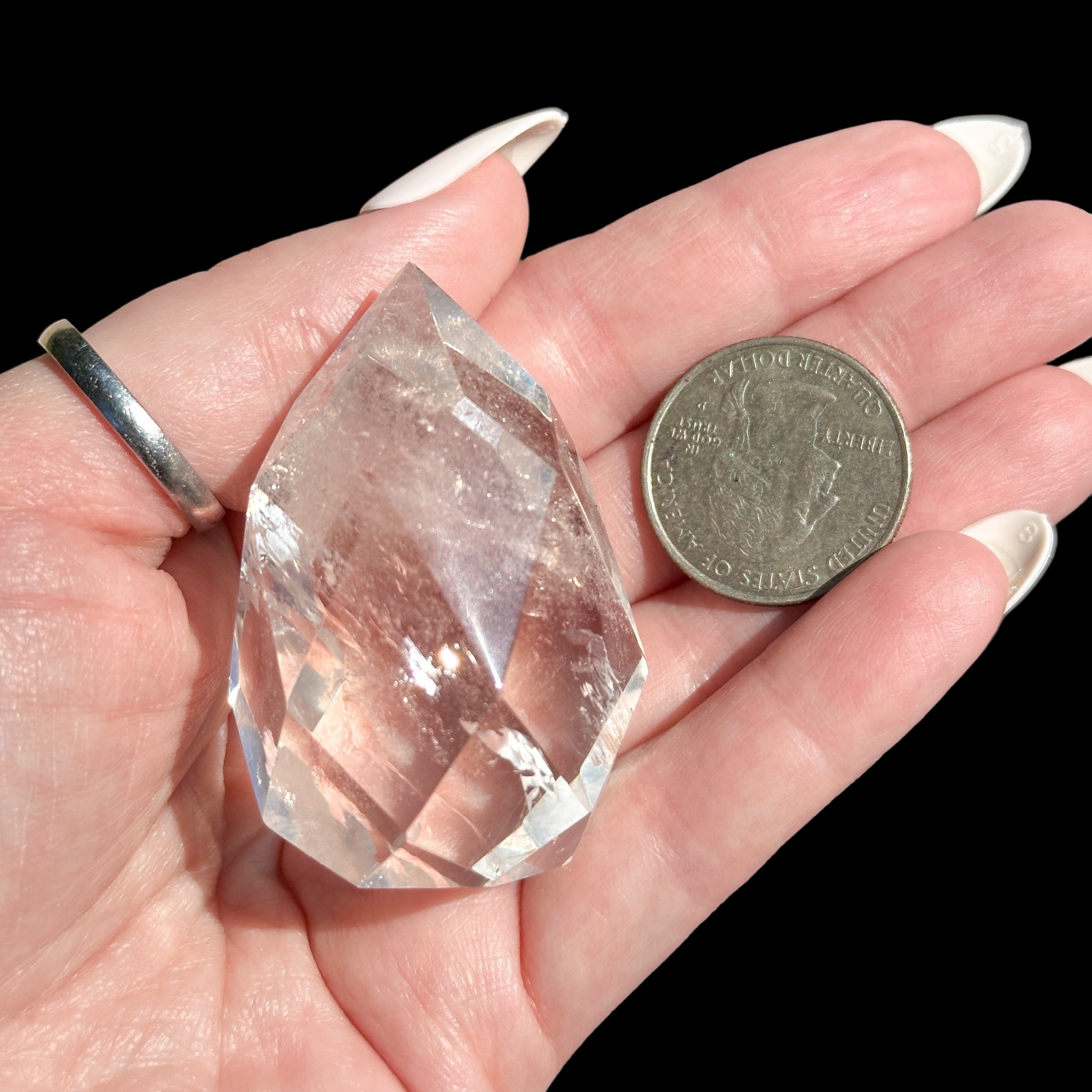 Faceted Brazilian Quartz for Clarity and Amplification Mooncat Crystals