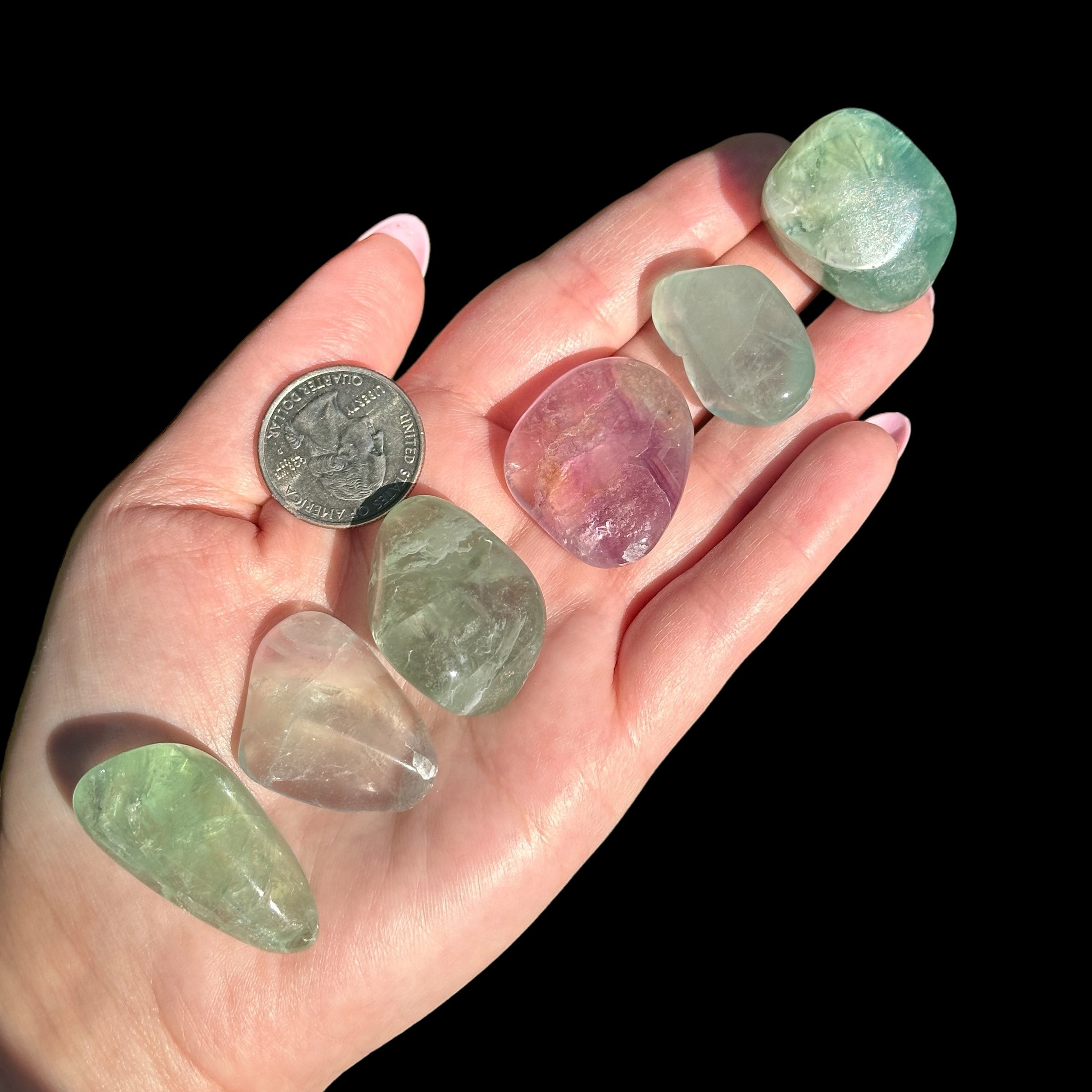 Fluorite Tumbles for Wisdom and Clear Thinking | Set of 2 Mooncat Crystals