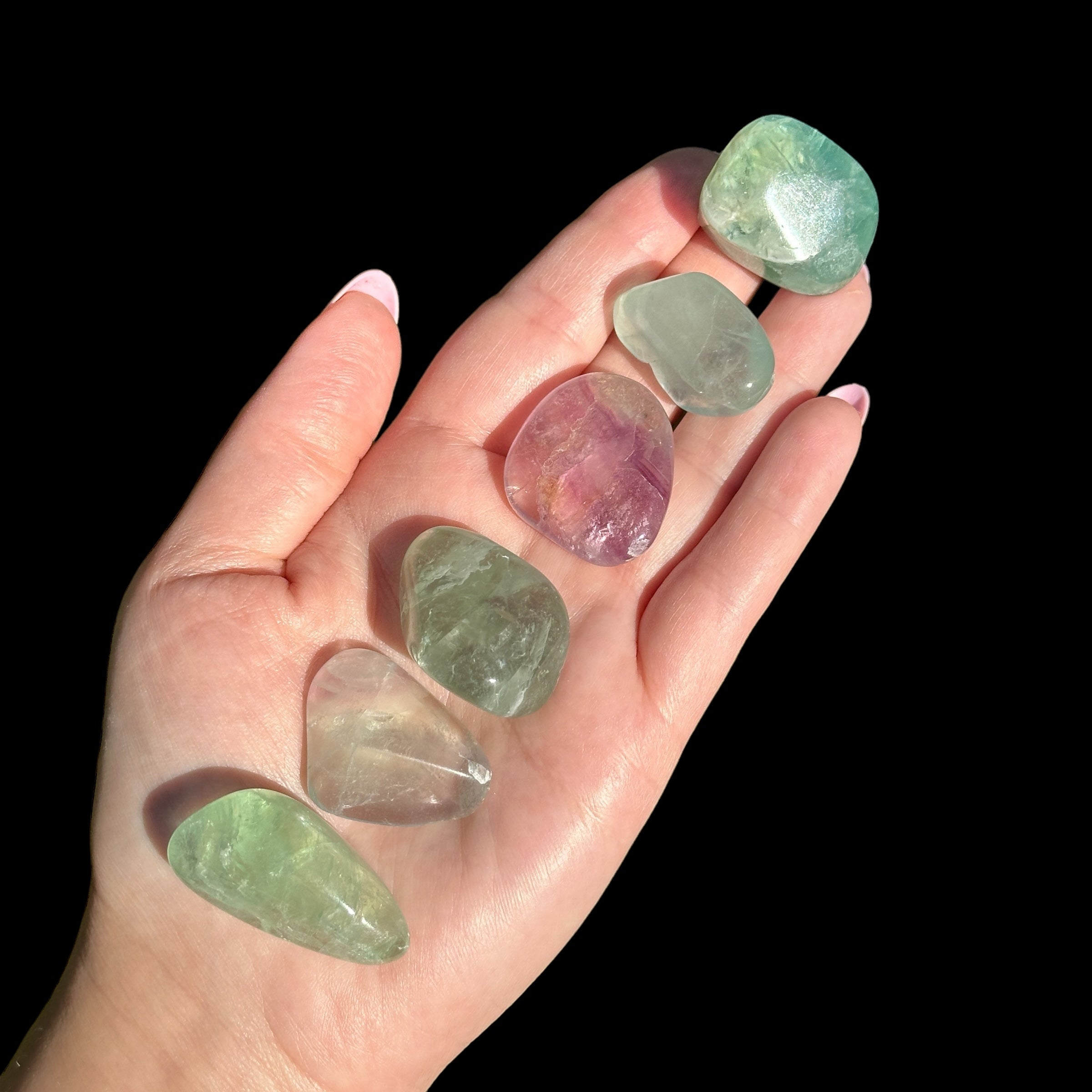 Fluorite Tumbles for Wisdom and Clear Thinking | Set of 2 Mooncat Crystals